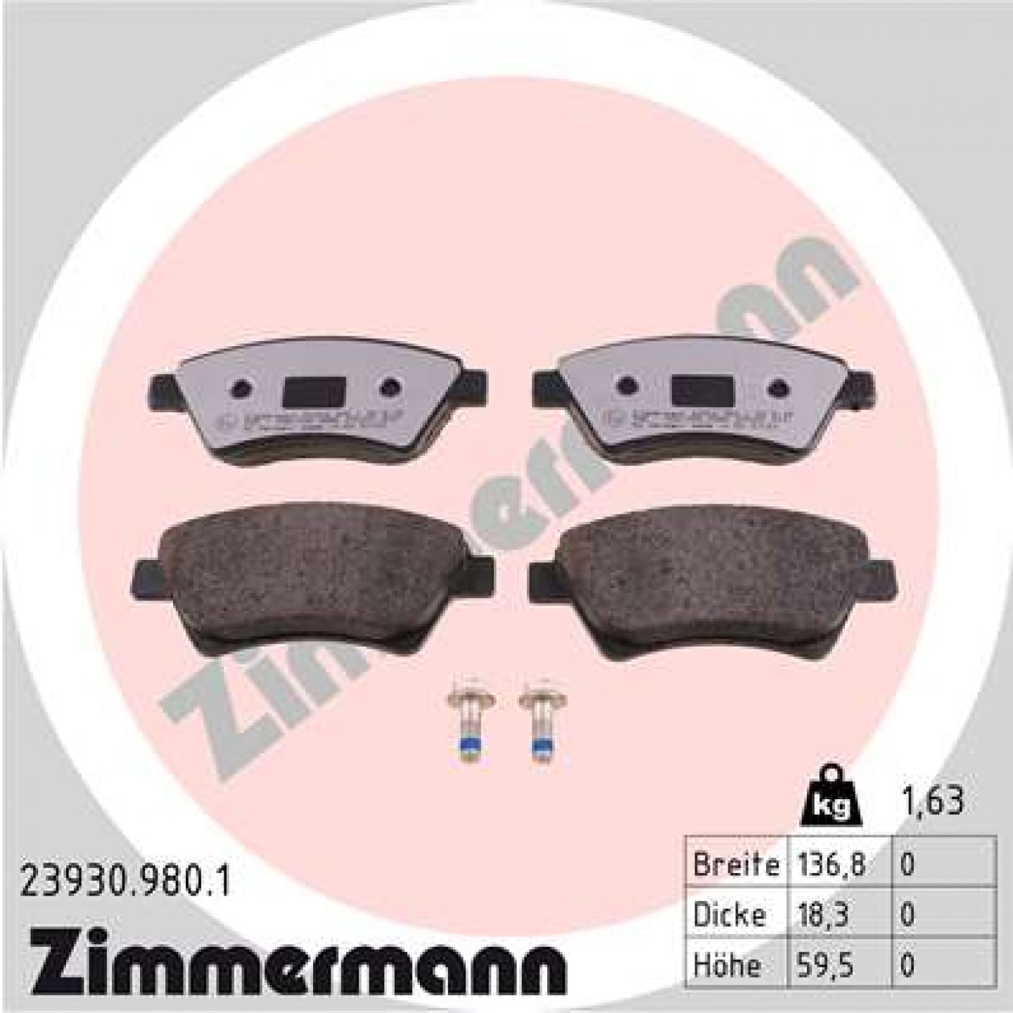 Bremseklodser ZIMMERMANN 23930.980.1