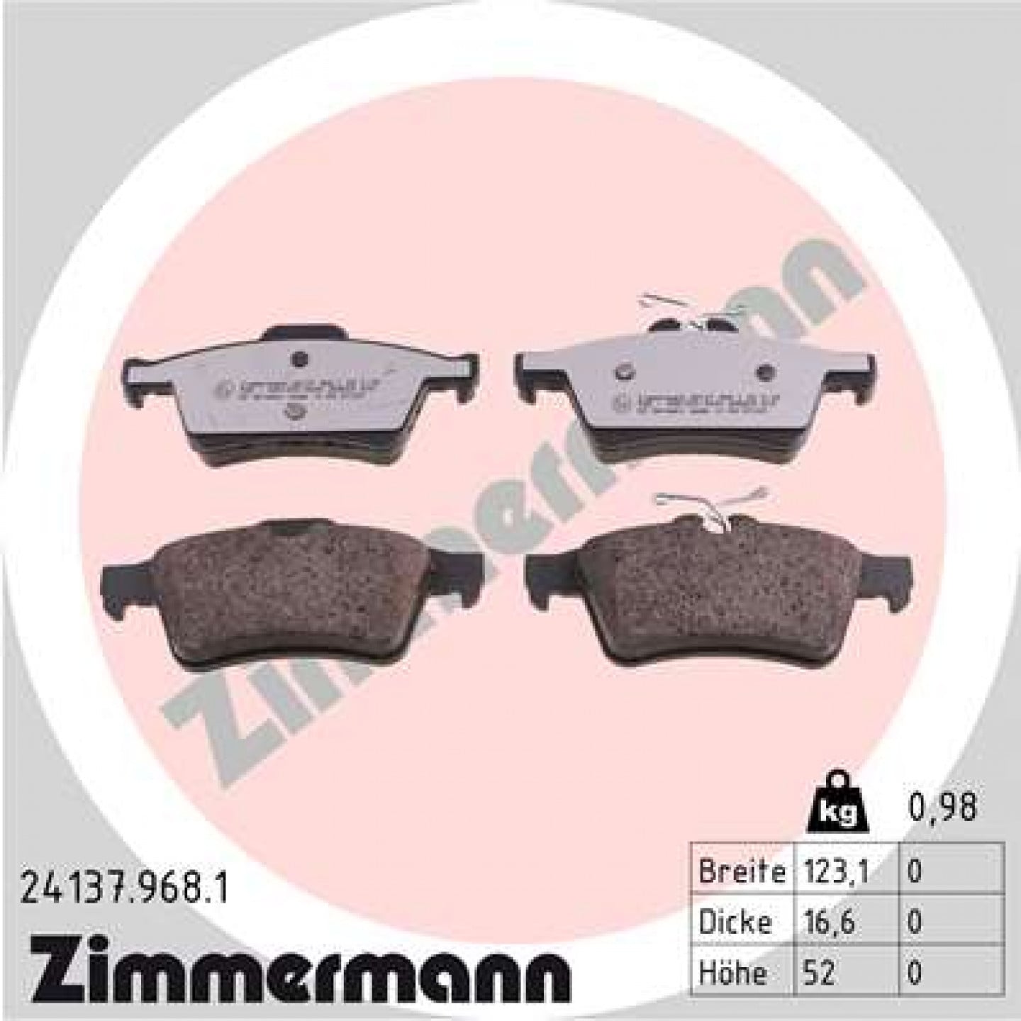 Bremseklodser ZIMMERMANN 24137.968.1