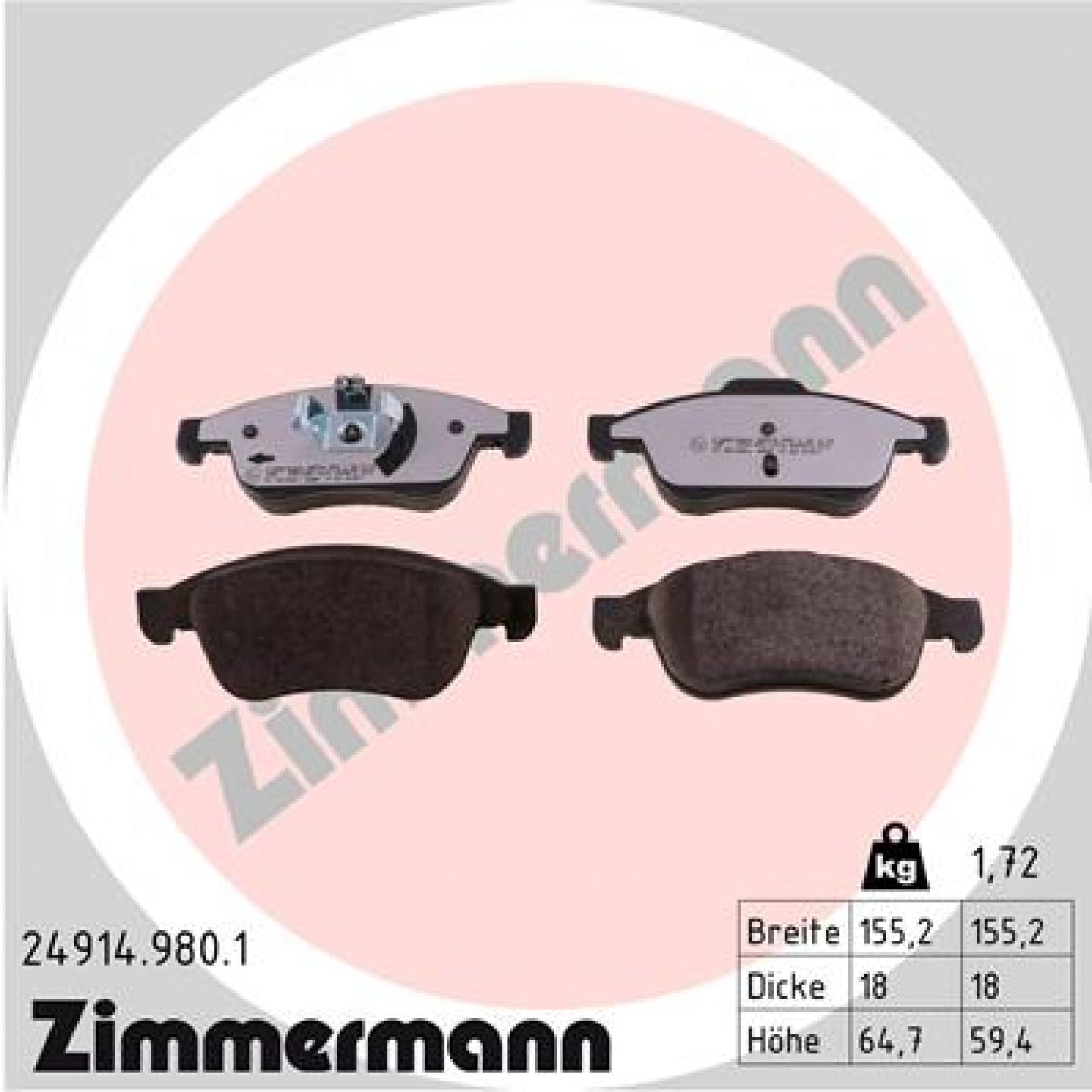Bremseklodser ZIMMERMANN 24914.980.1