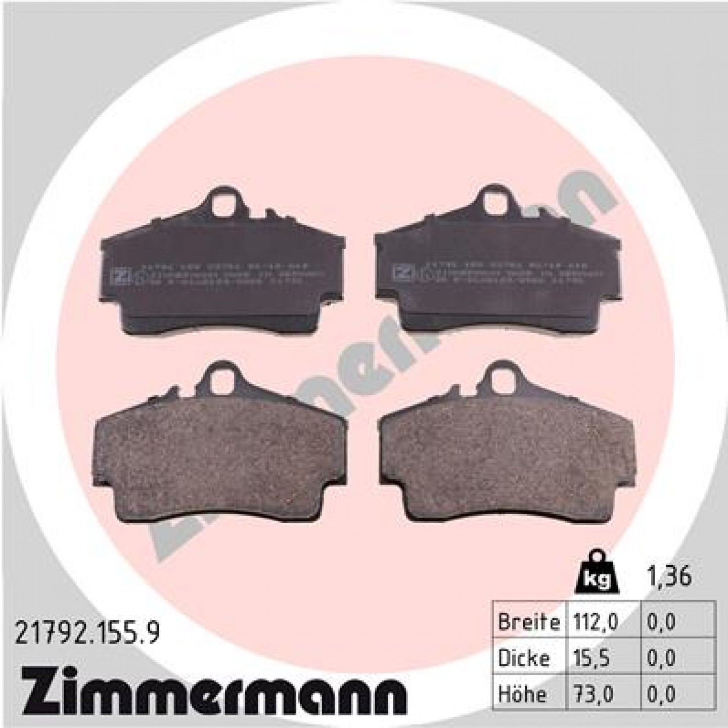 Bremseklodser ZIMMERMANN 21792.155.9