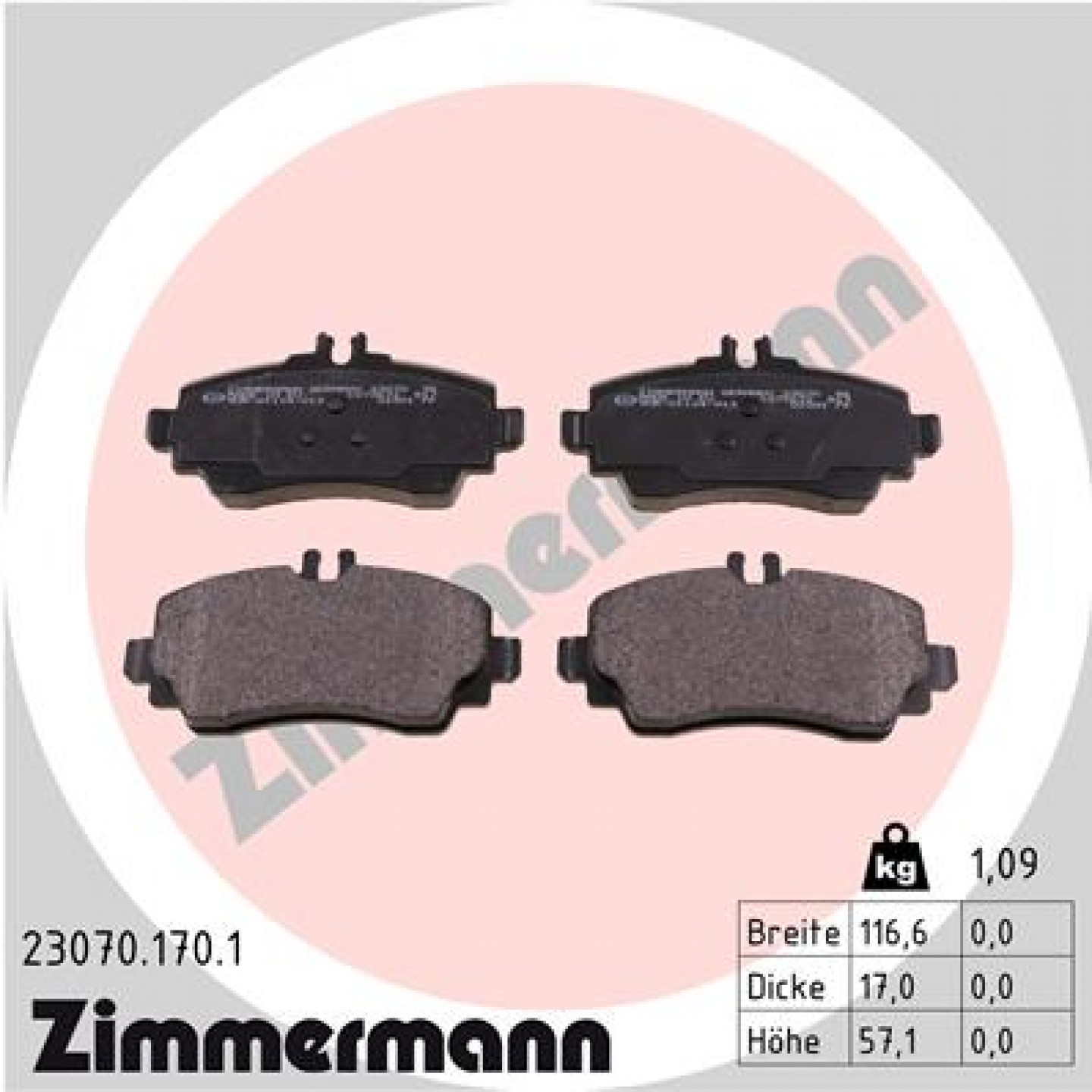Bremseklodser ZIMMERMANN 23070.170.1