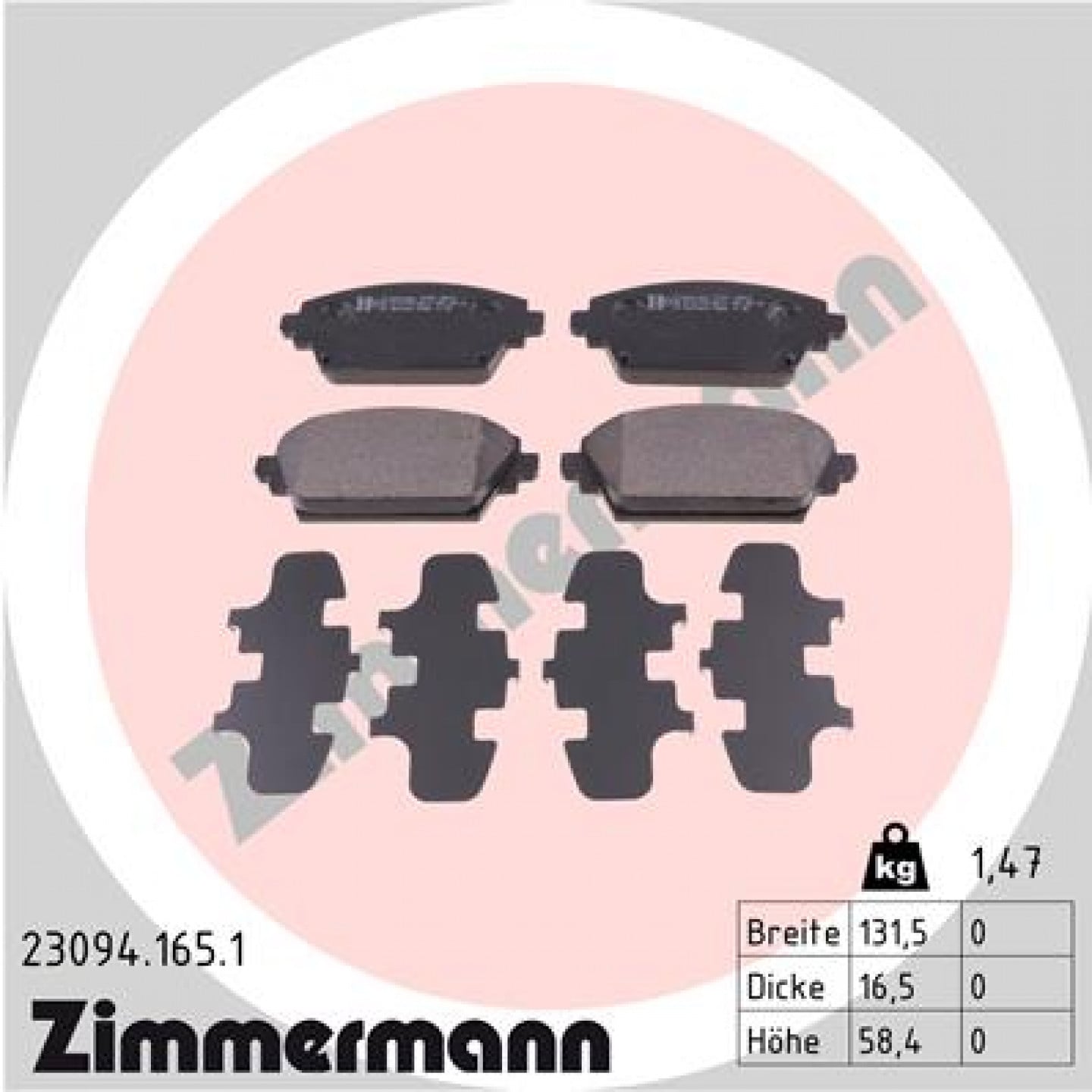 Bremseklodser ZIMMERMANN 23094.165.1