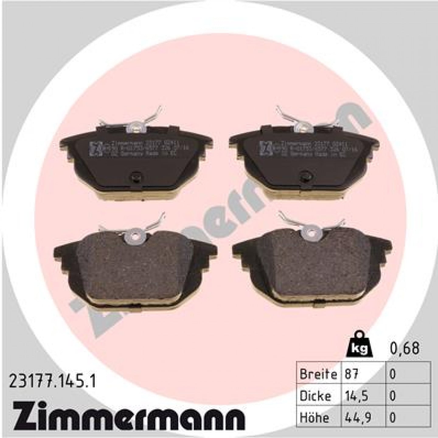 Bremseklodser ZIMMERMANN 23177.145.1