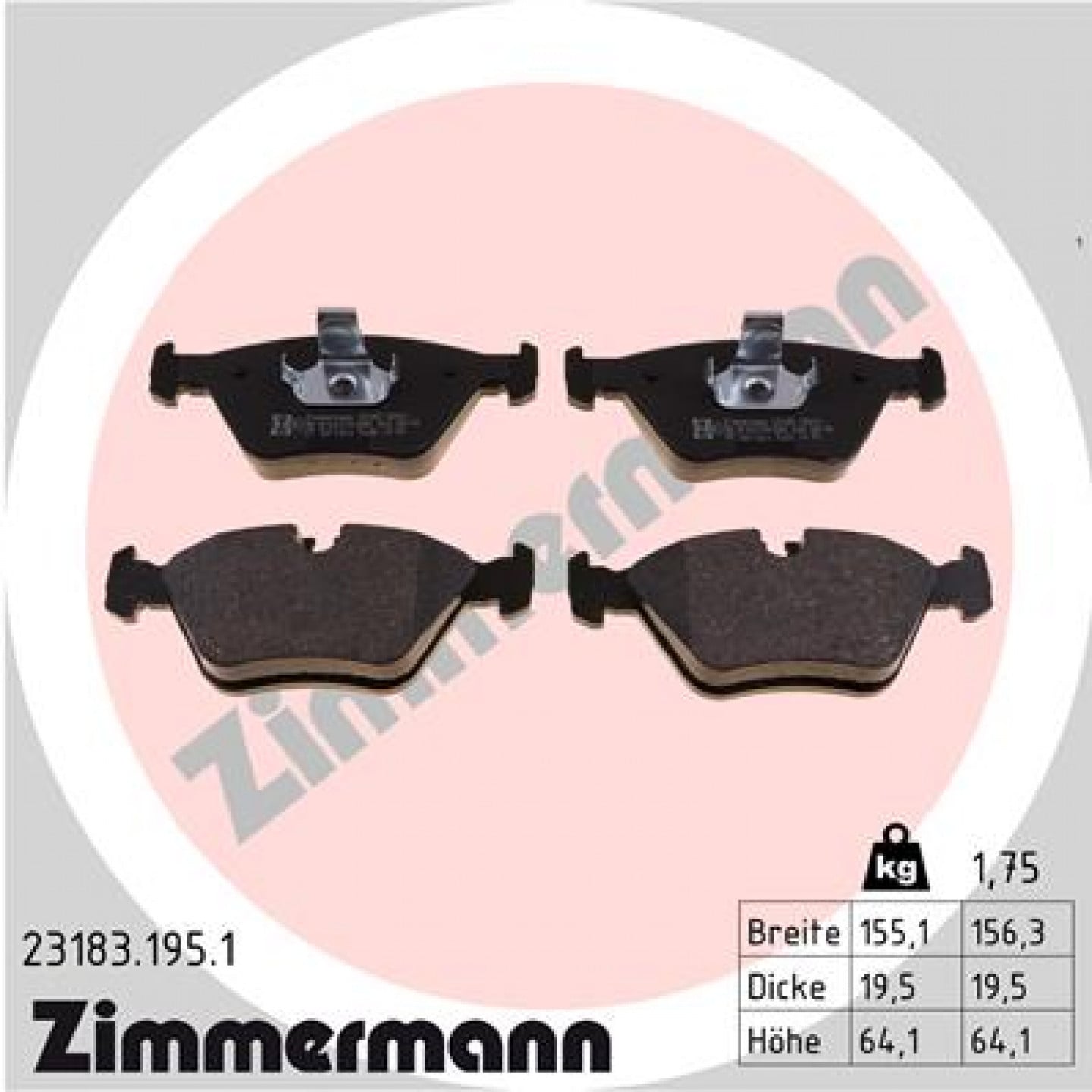 Bremseklodser ZIMMERMANN 23183.195.1
