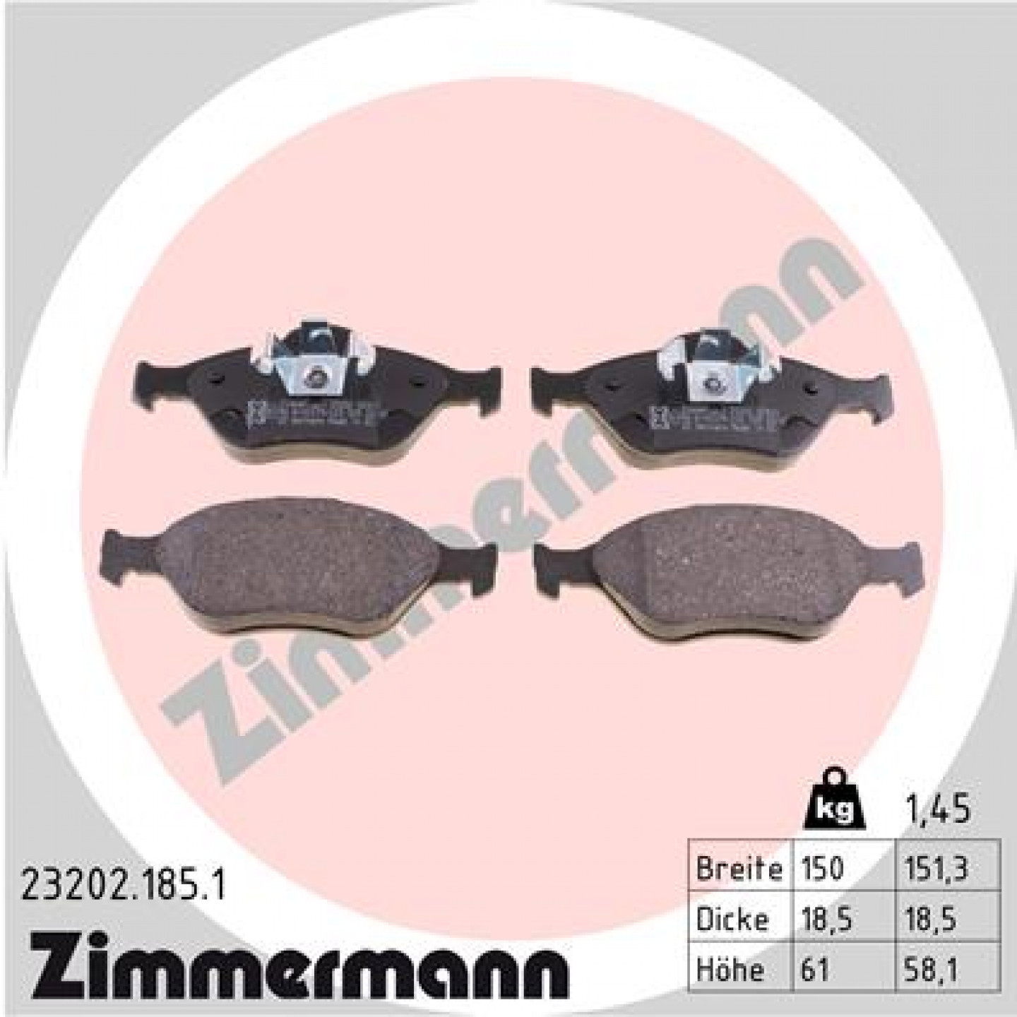 Bremseklodser ZIMMERMANN 23202.185.1