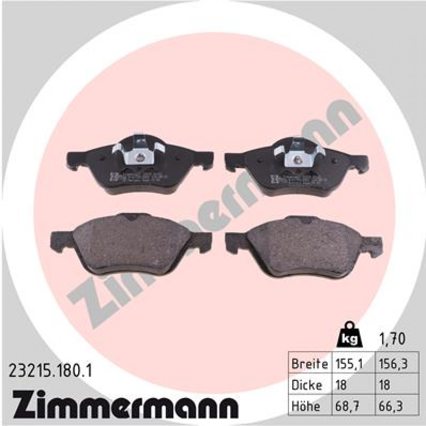 Bremseklodser ZIMMERMANN 23215.180.1