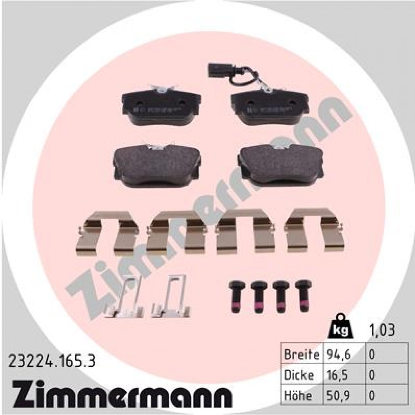 Sada brzdových destiček, kotoučová brzda ZIMMERMANN 23224.165.3