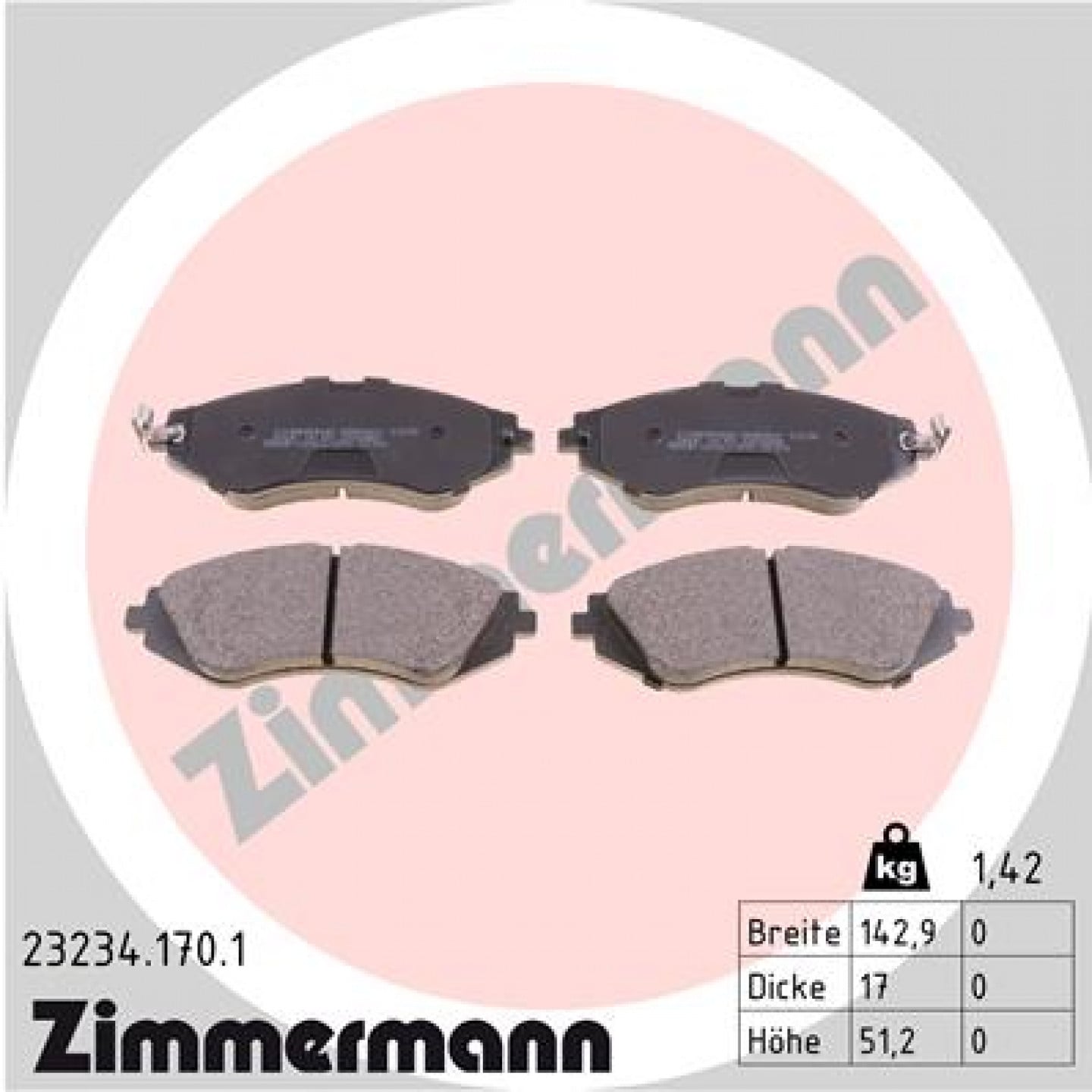 Bremseklodser ZIMMERMANN 23234.170.1