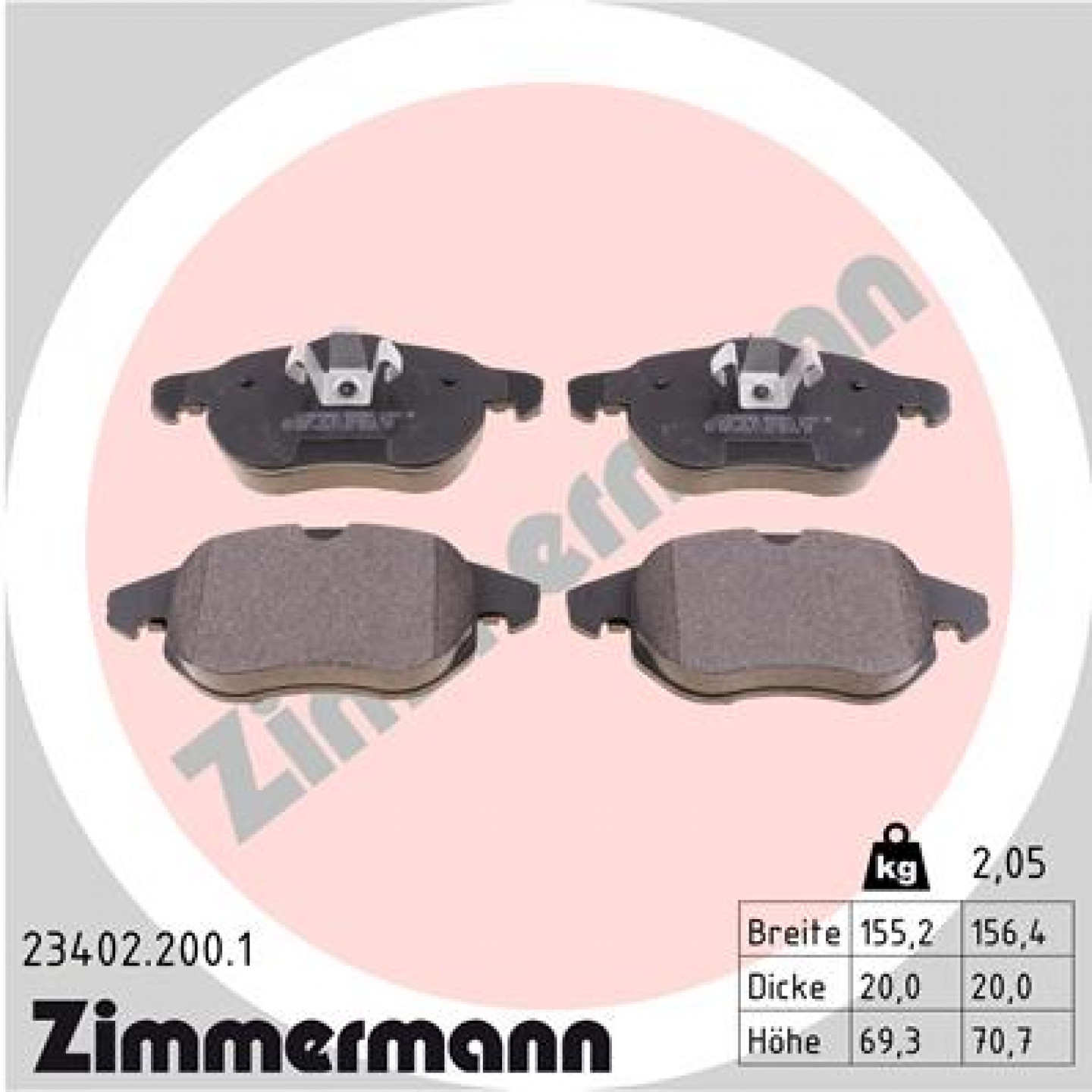 Sada brzdových destiček, kotoučová brzda ZIMMERMANN 23402.200.1