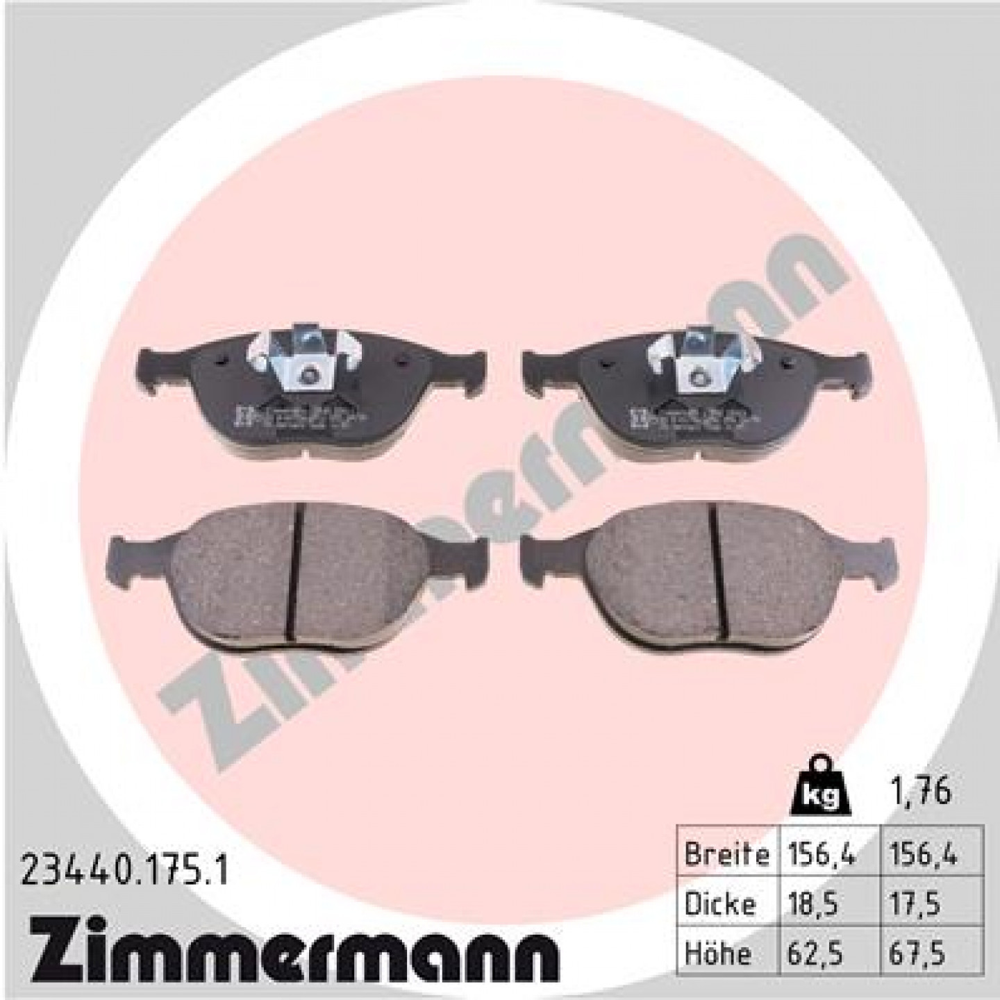Sada brzdových destiček, kotoučová brzda ZIMMERMANN 23440.175.1