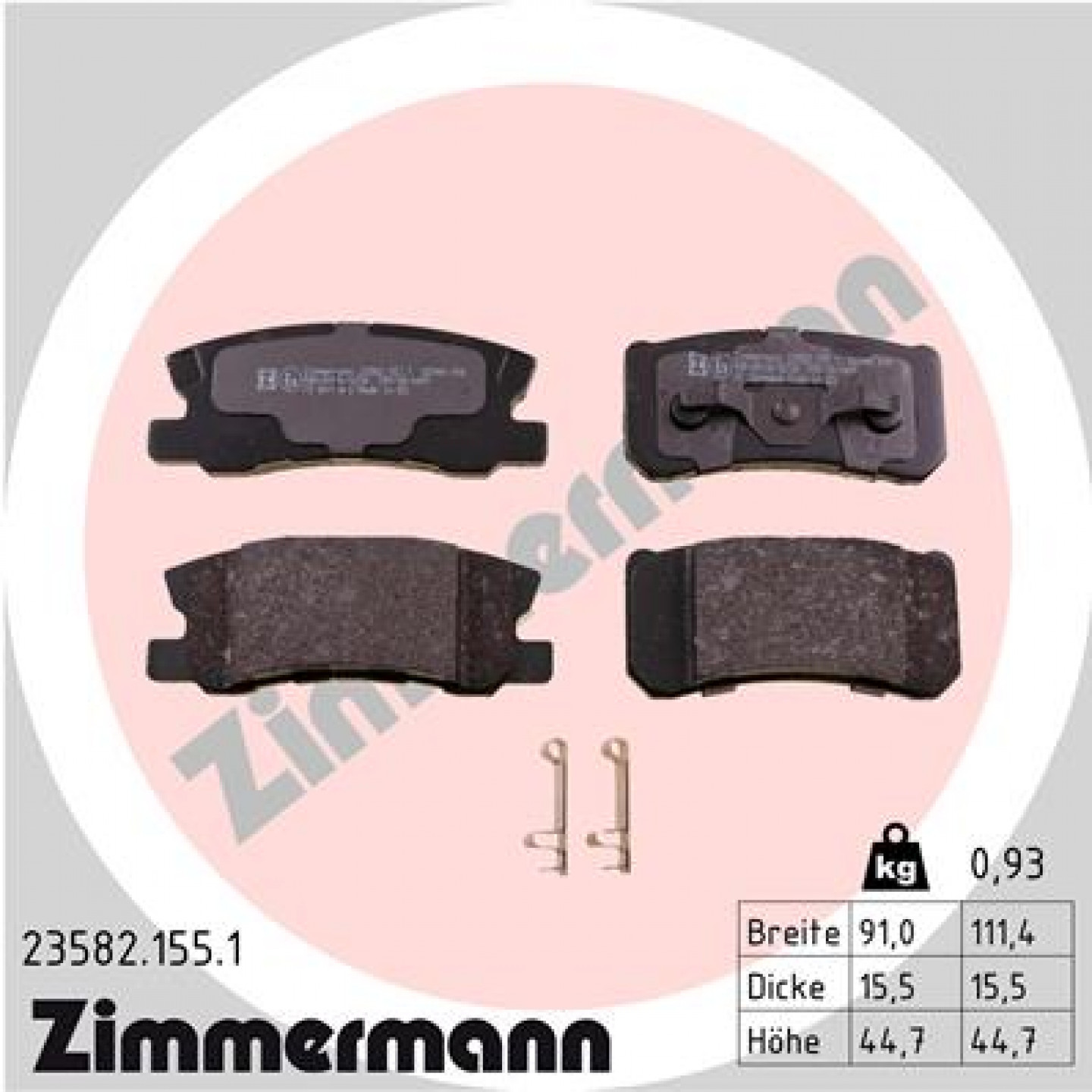 Bremseklodser ZIMMERMANN 23582.155.1