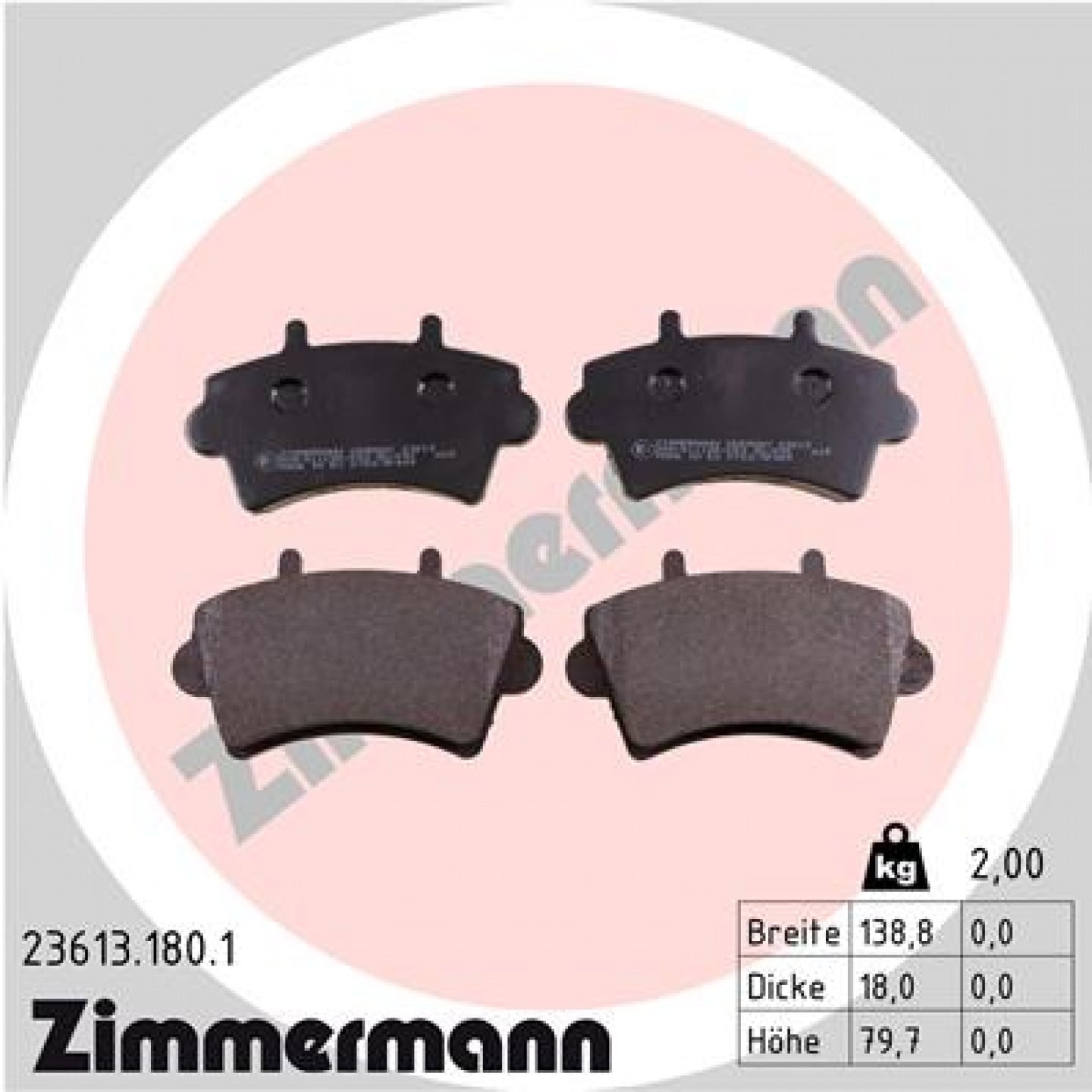 Bremseklodser ZIMMERMANN 23613.180.1