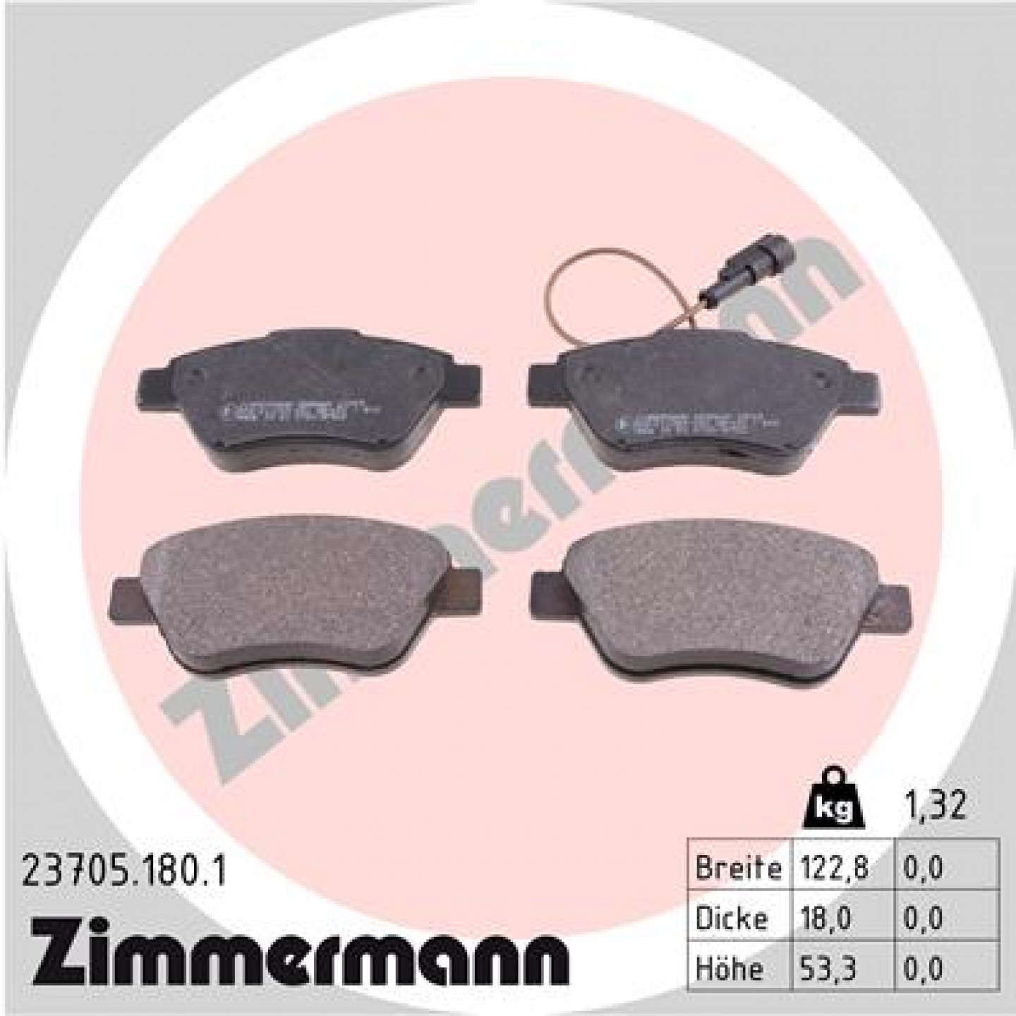 Jogo de pastilhas para travão de disco ZIMMERMANN 23705.180.1