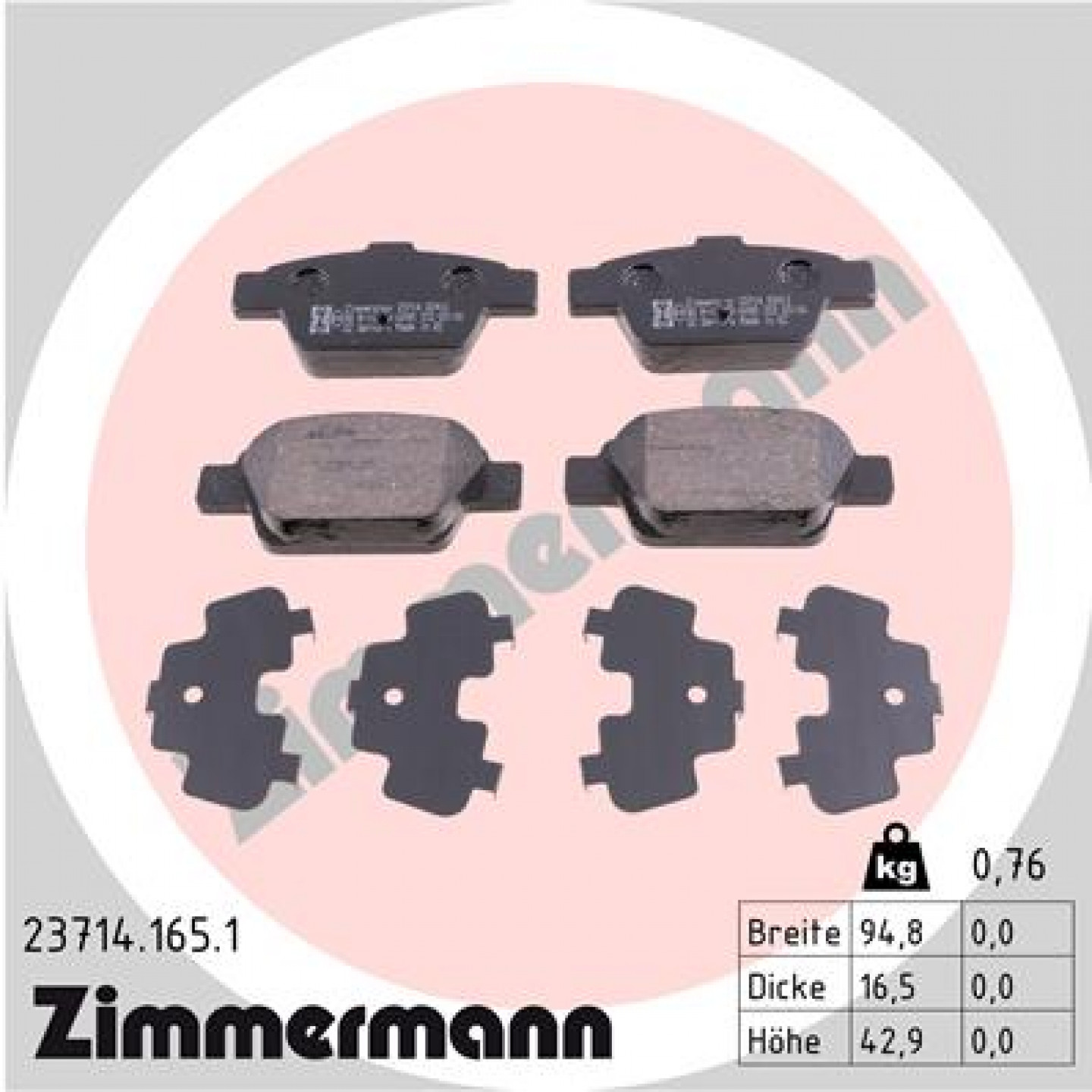 Bremseklodser ZIMMERMANN 23714.165.1