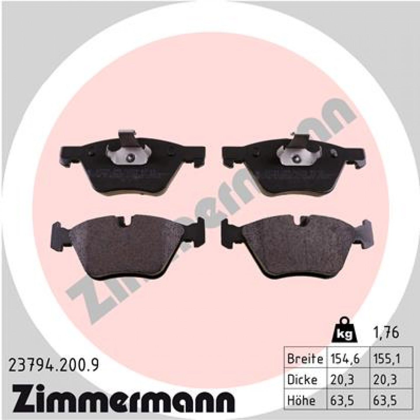 Sada brzdových destiček, kotoučová brzda ZIMMERMANN 23794.200.9