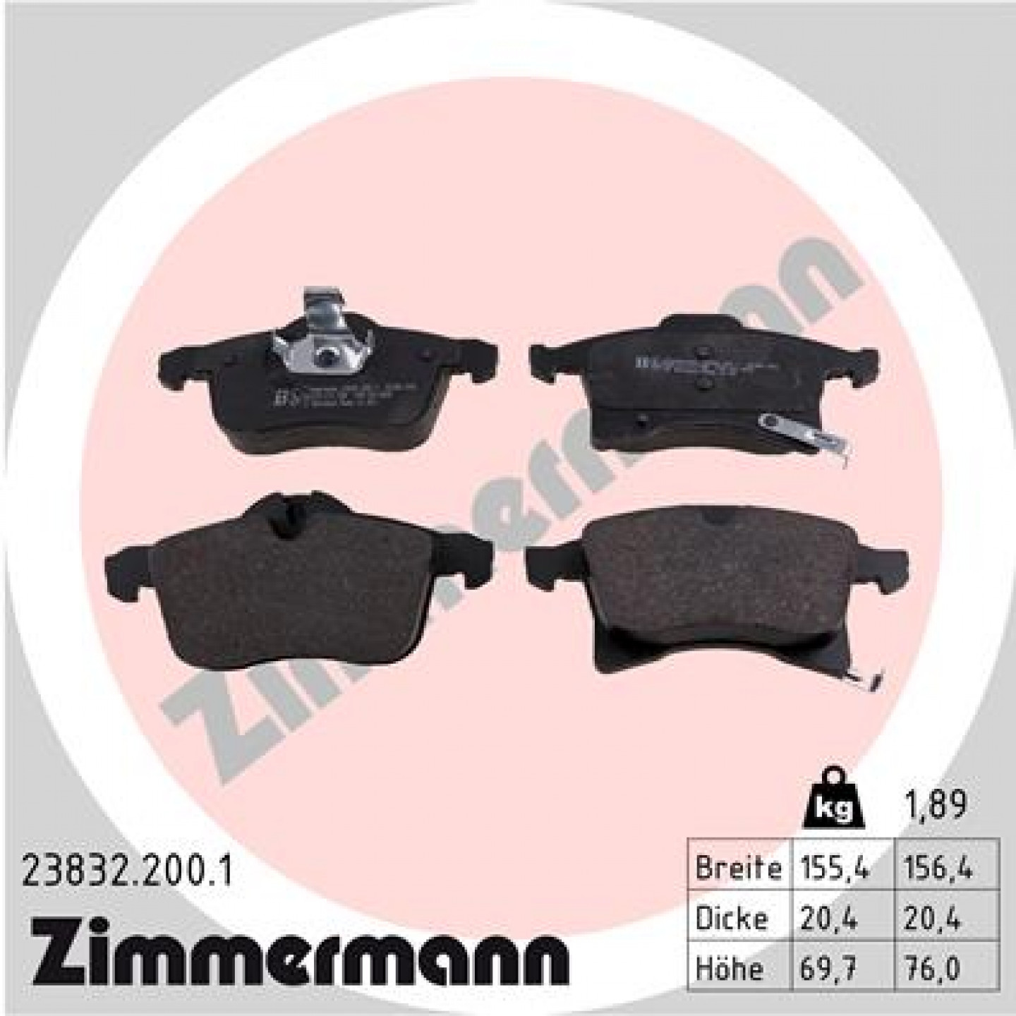 Kit pastiglie freno, Freno a disco ZIMMERMANN 23832.200.1