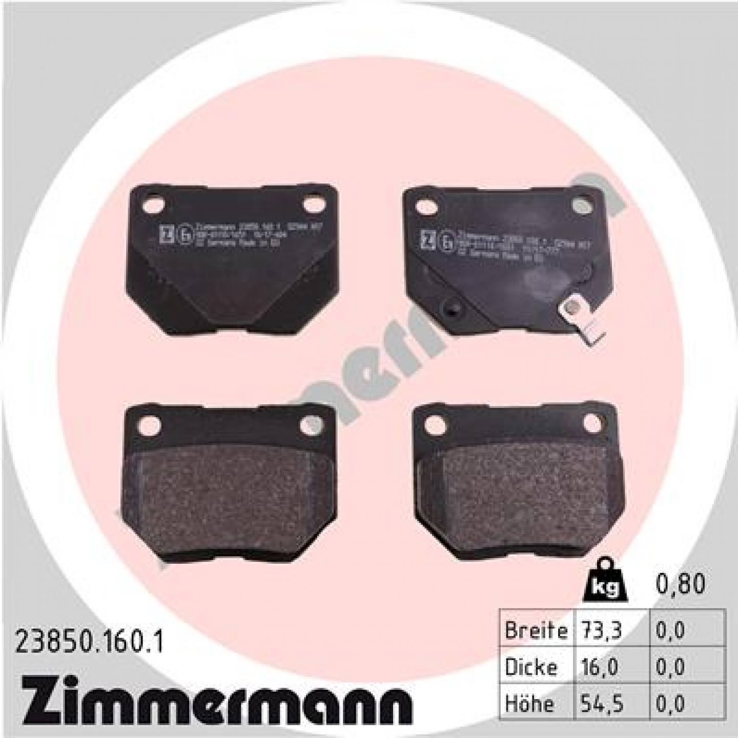 Bremseklodser ZIMMERMANN 23850.160.1