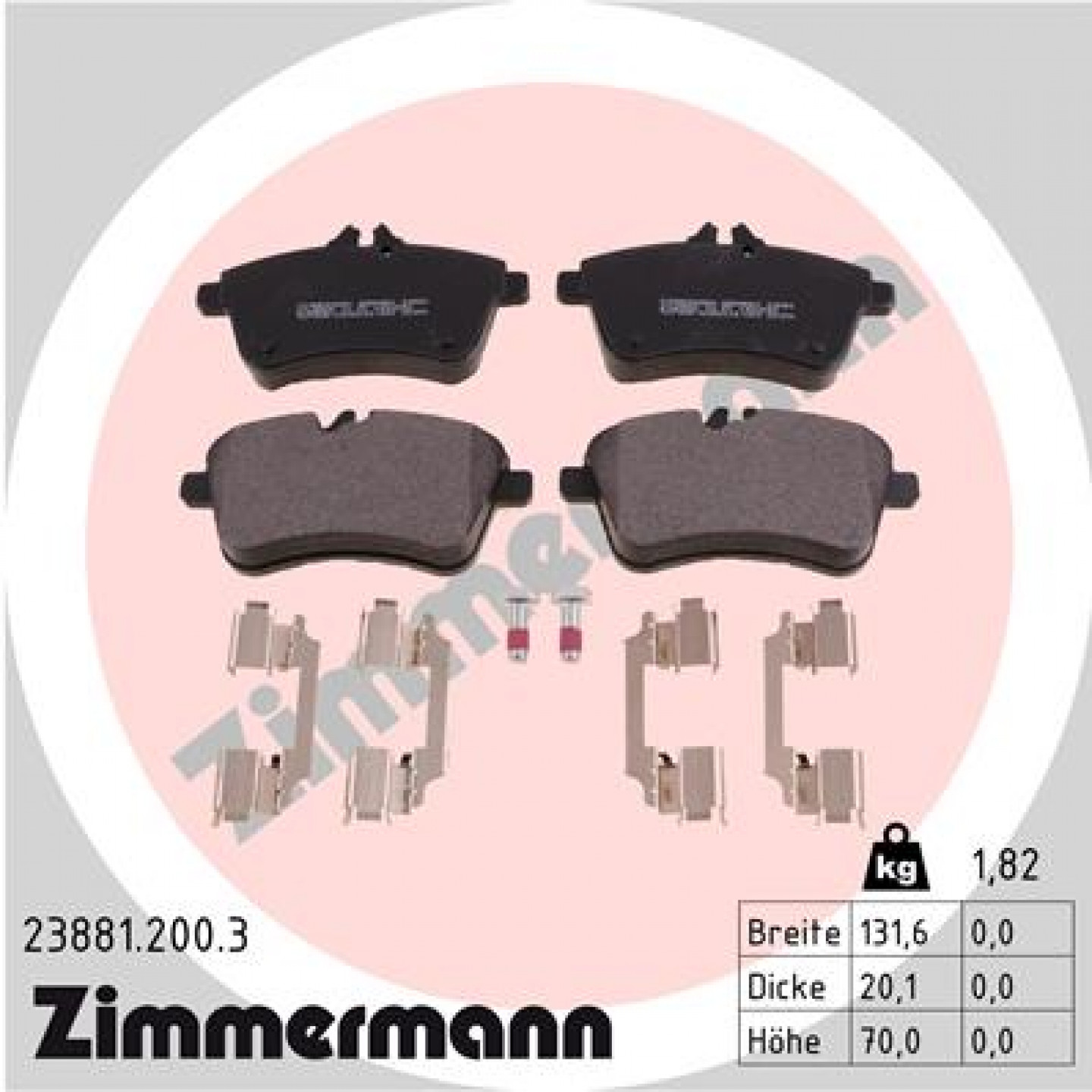 Sada brzdových destiček, kotoučová brzda ZIMMERMANN 23881.200.3