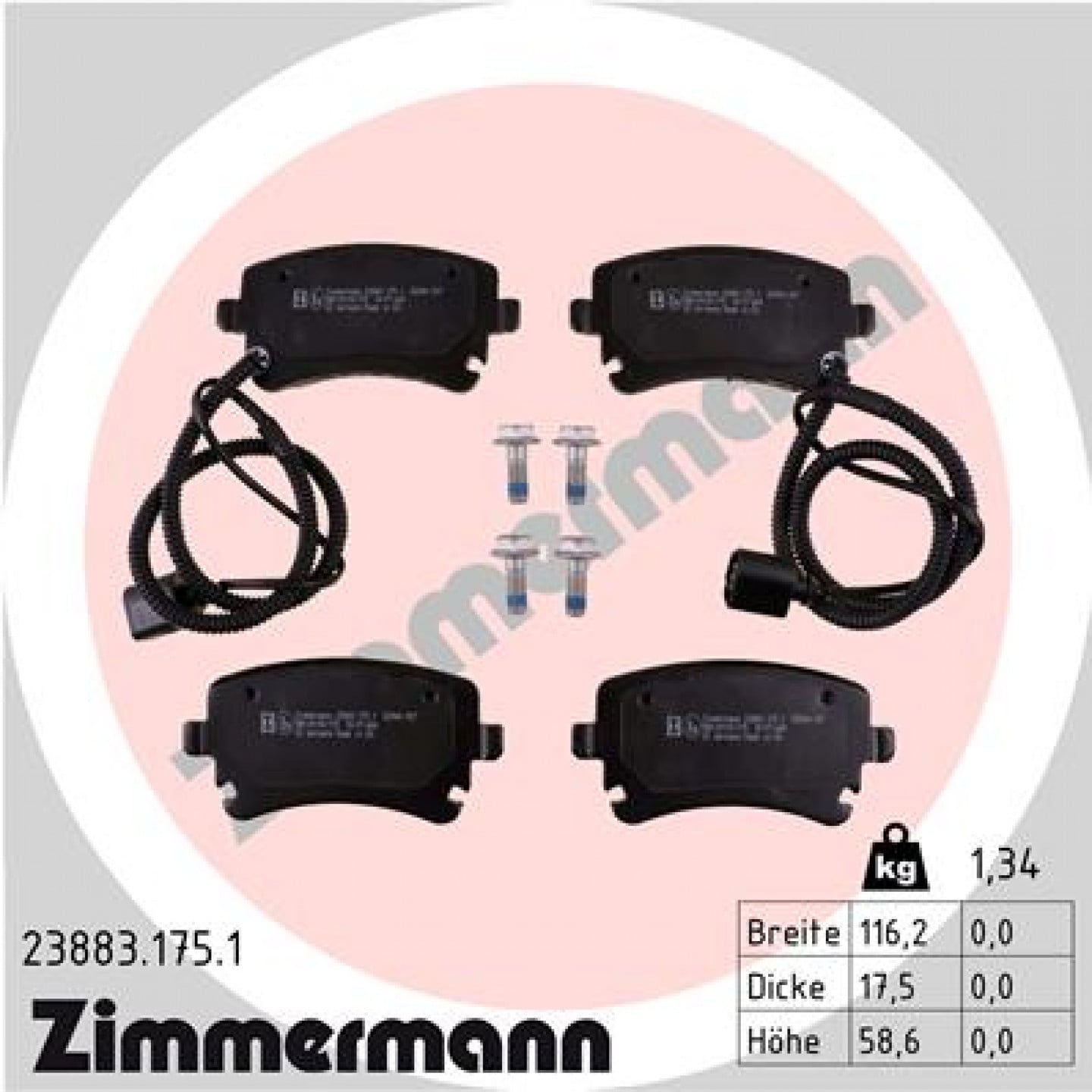 Sada brzdových destiček, kotoučová brzda ZIMMERMANN 23883.175.1
