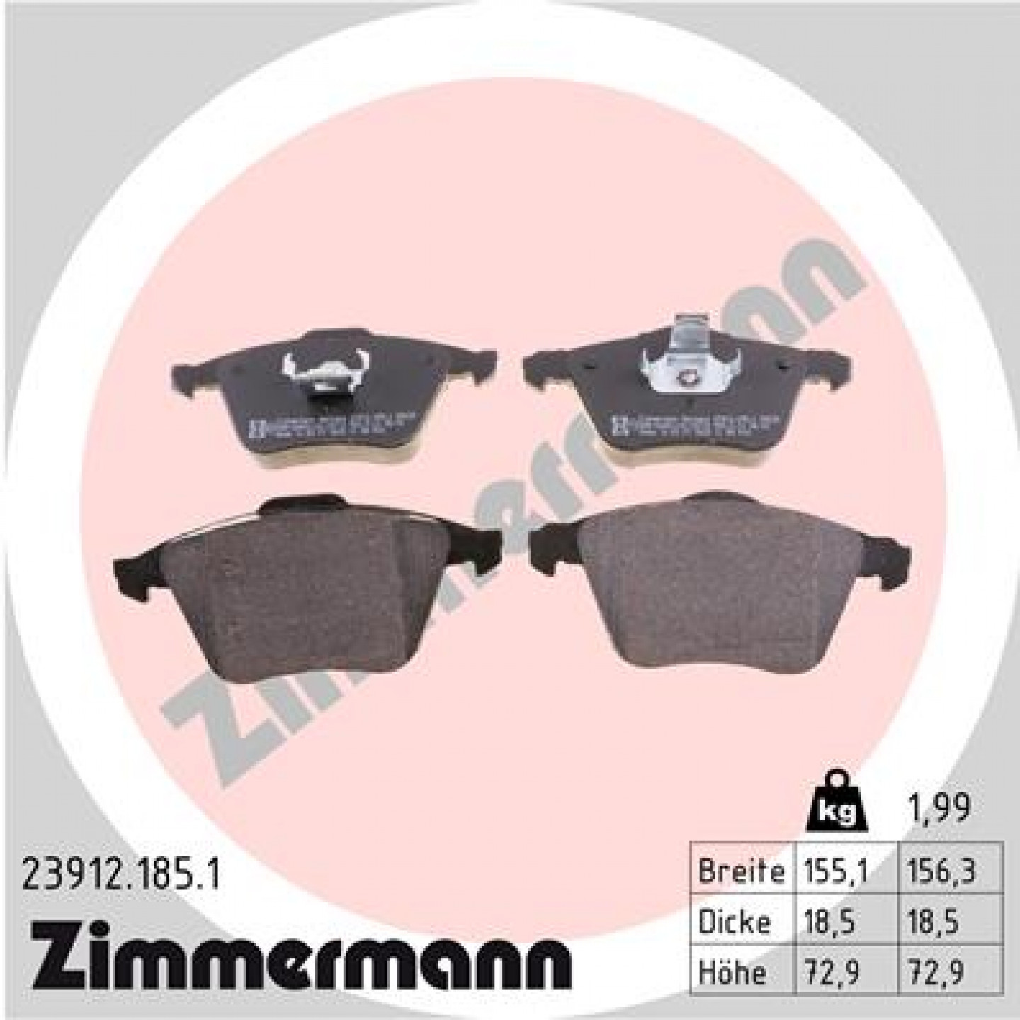 Sada brzdových destiček, kotoučová brzda ZIMMERMANN 23912.185.1