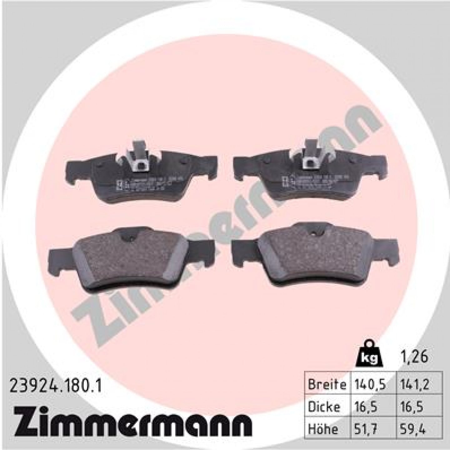 Sada brzdových destiček, kotoučová brzda ZIMMERMANN 23924.180.1