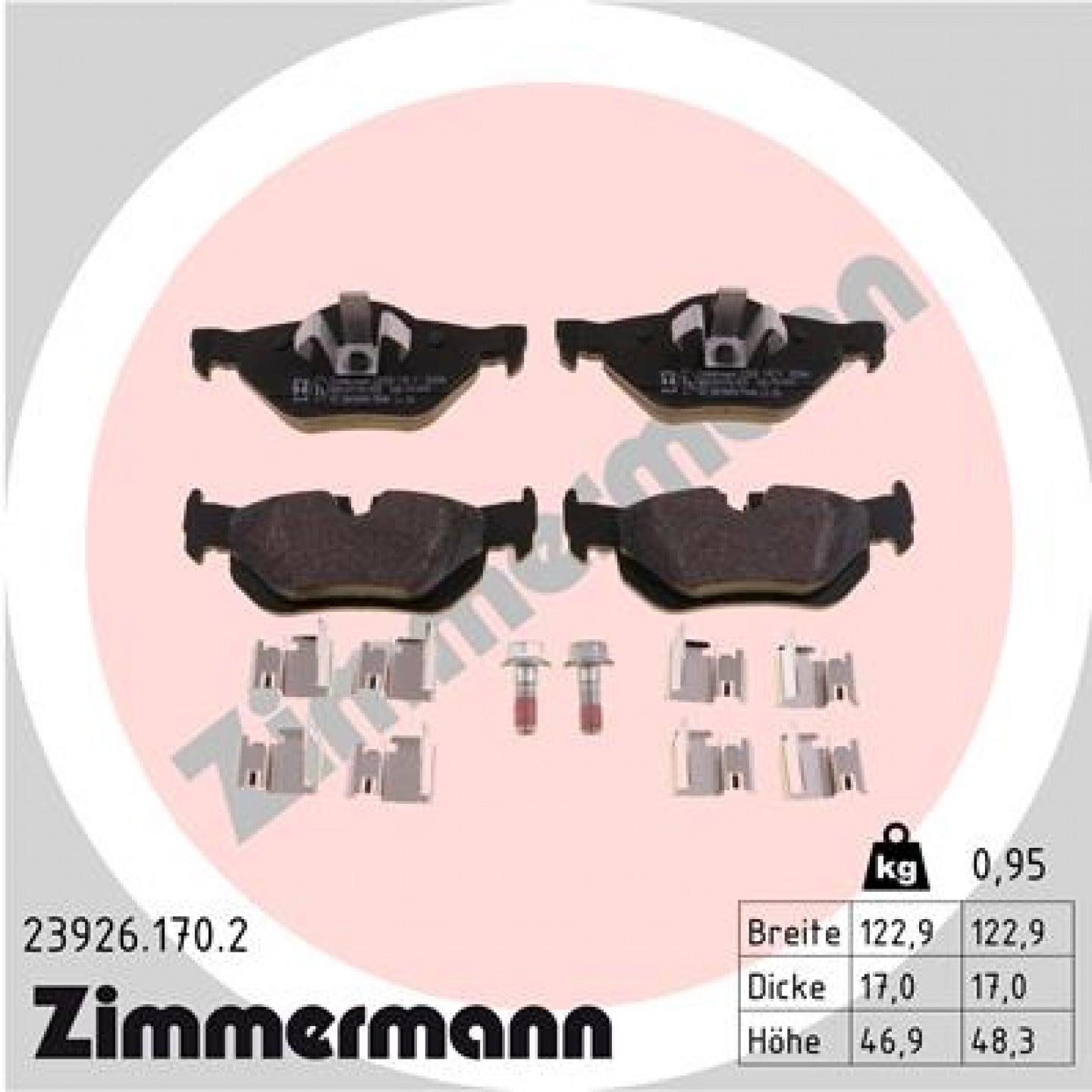 Kit de plaquettes de frein, frein à disque ZIMMERMANN 23926.170.2