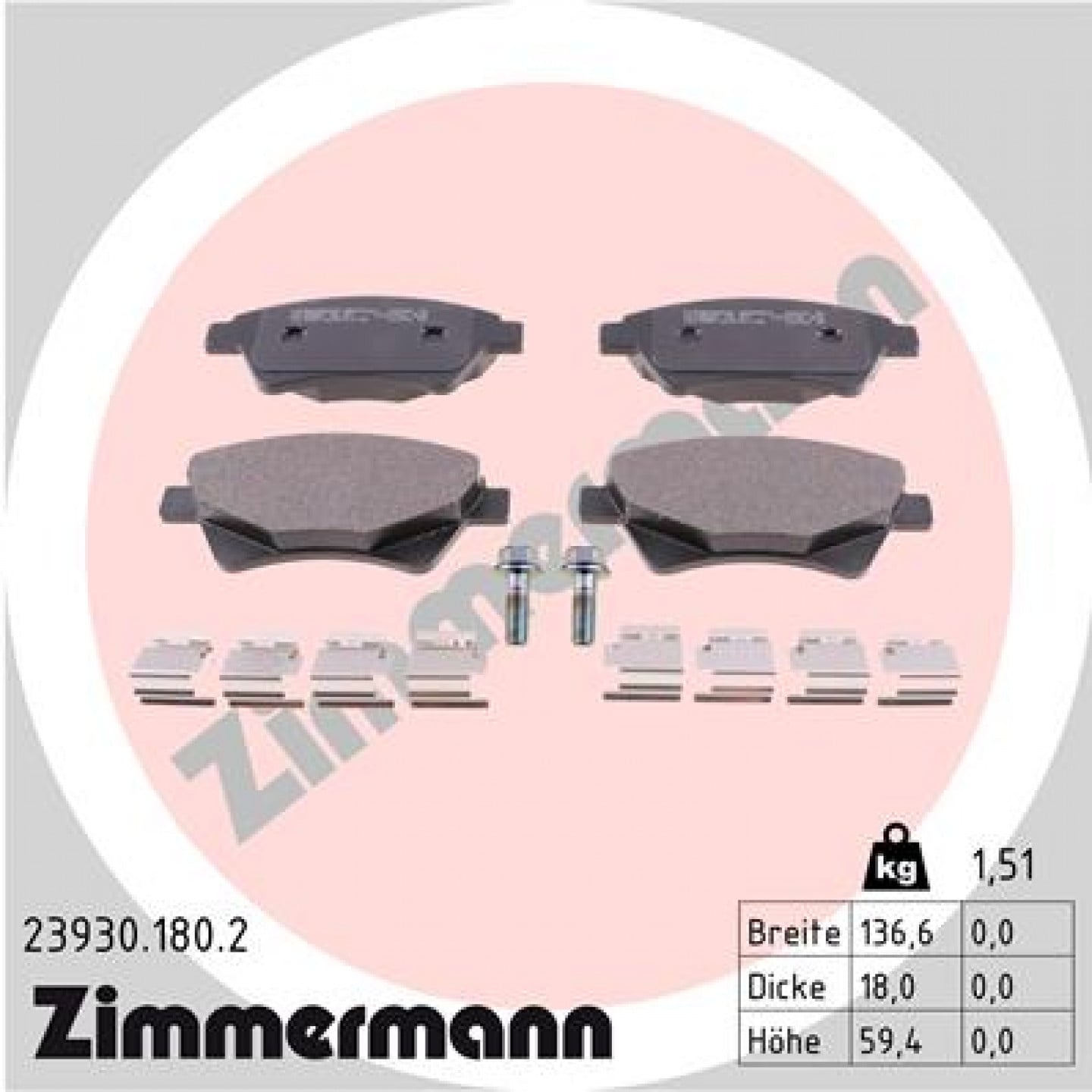 Bremseklodser ZIMMERMANN 23930.180.2