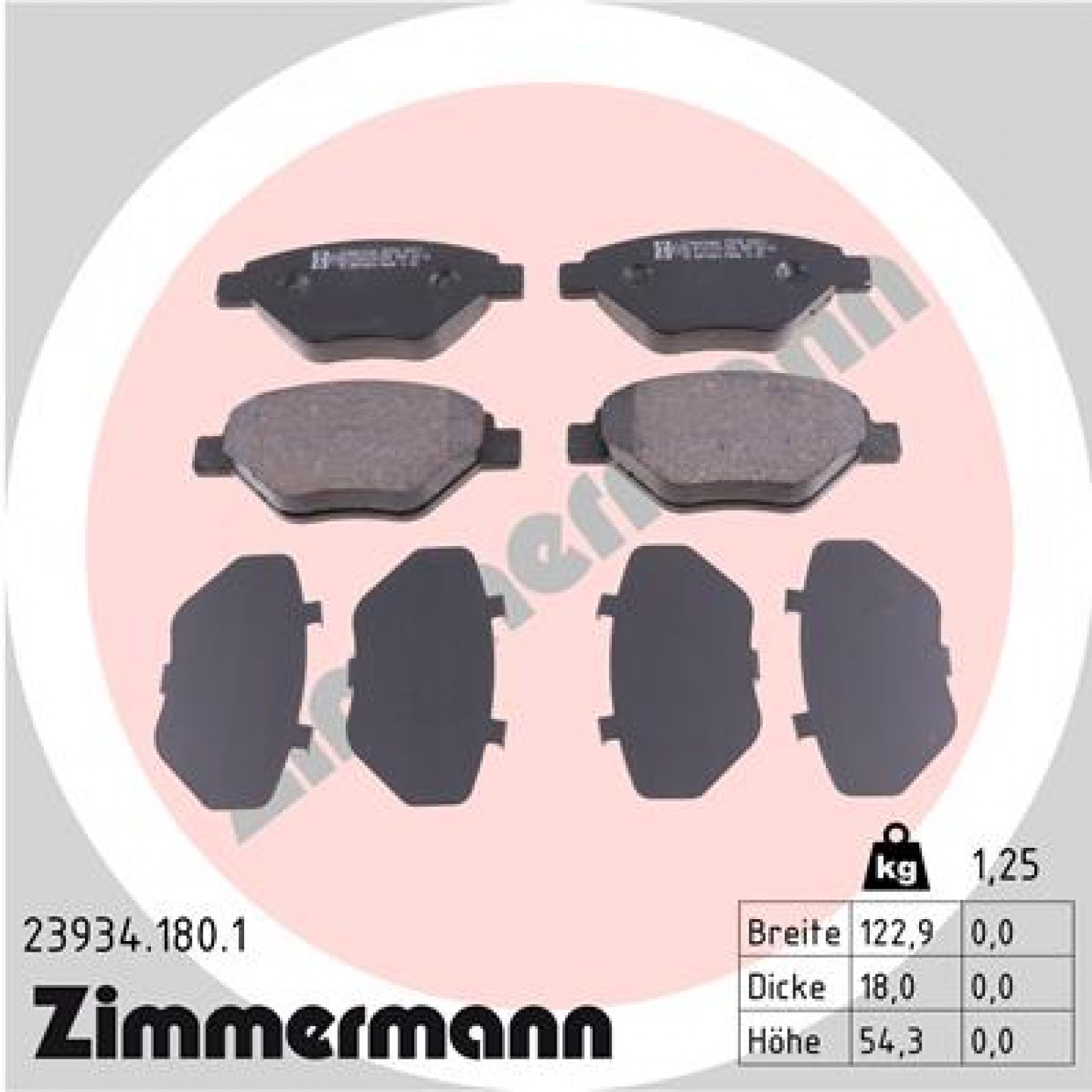 Bremsbelagsatz, Scheibenbremse ZIMMERMANN 23934.180.1