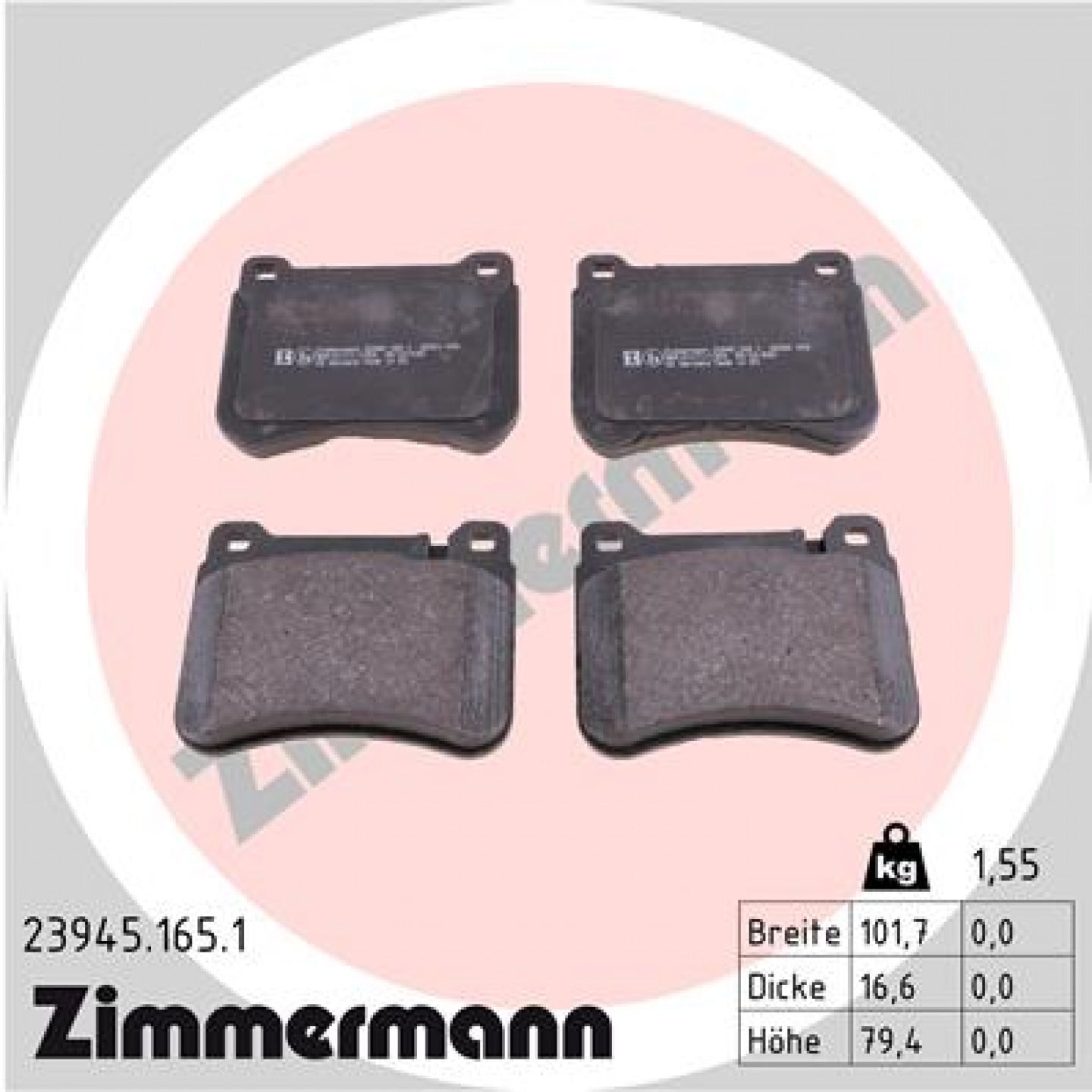 Bremseklodser ZIMMERMANN 23945.165.1