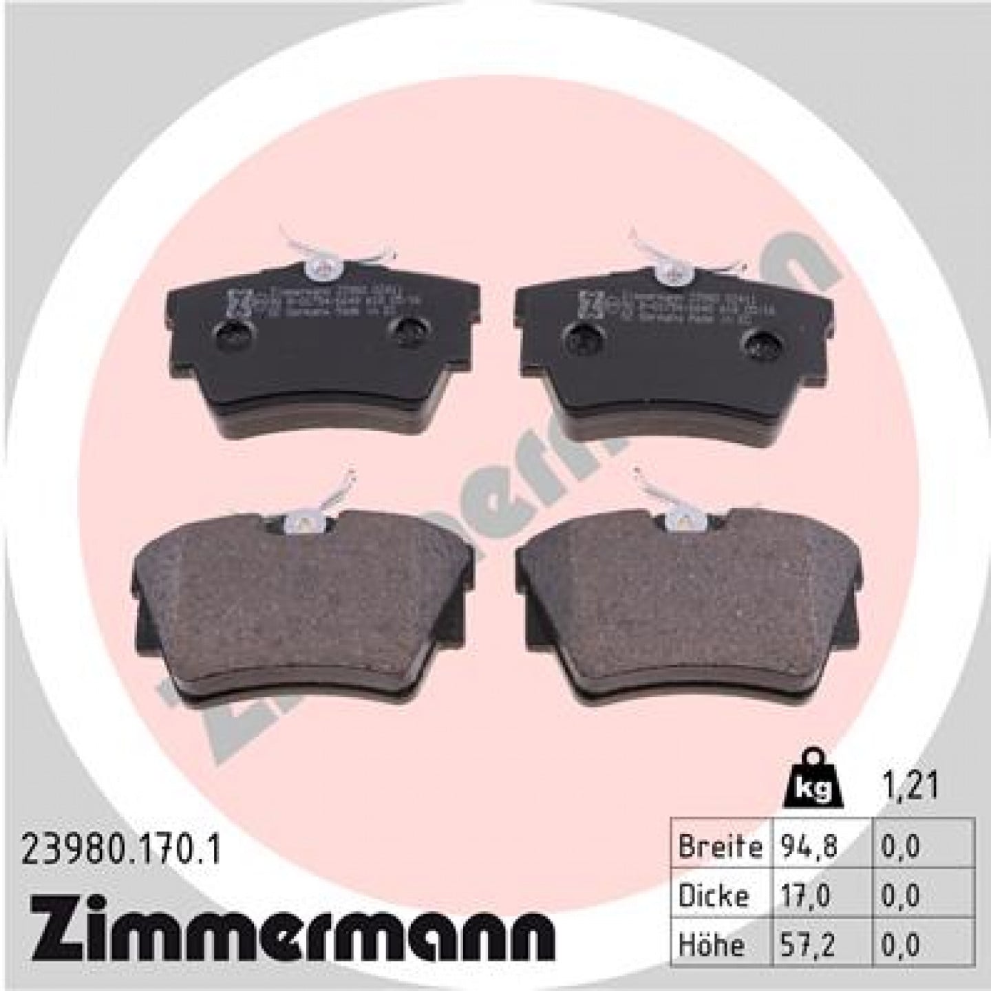 Bremseklodser ZIMMERMANN 23980.170.1