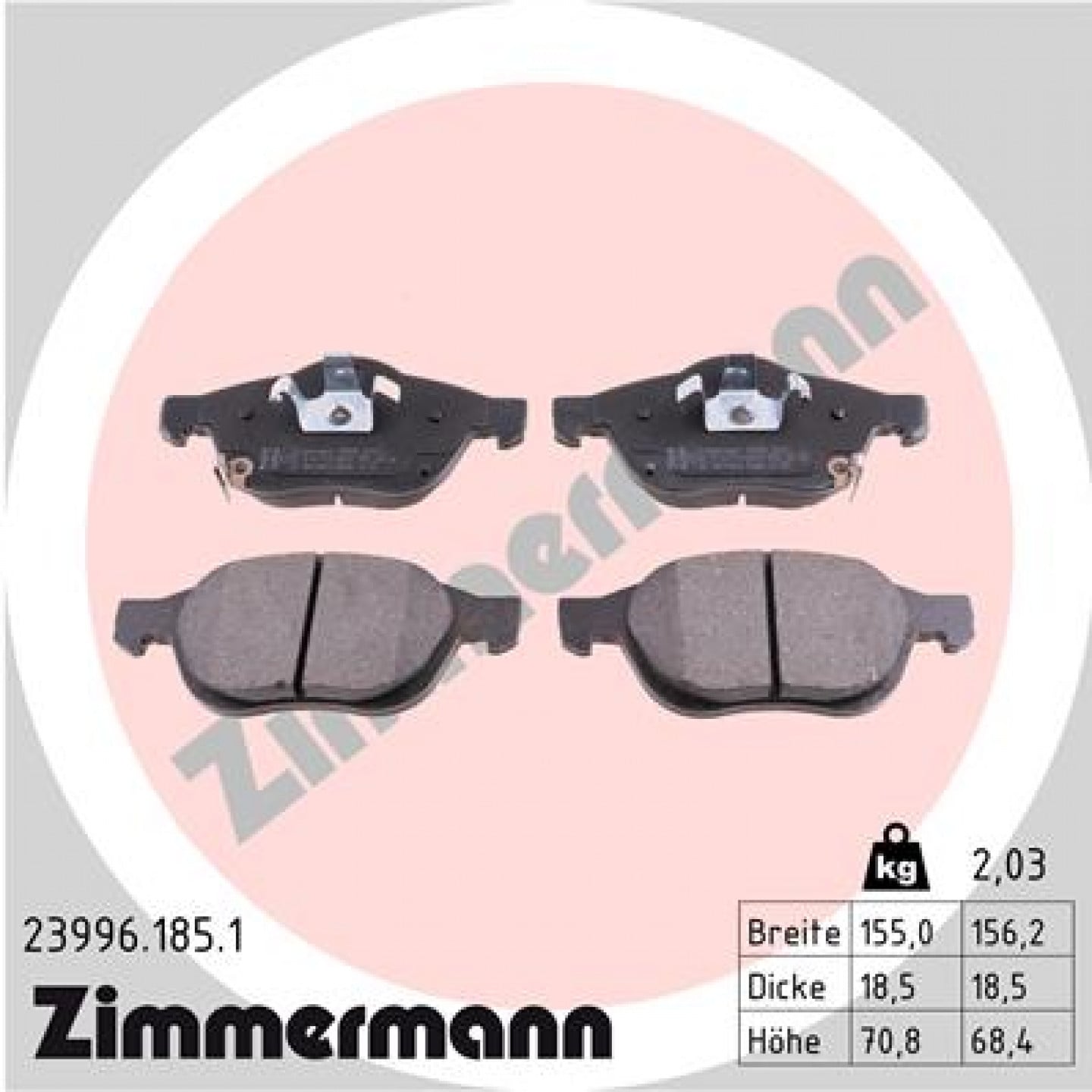 Sada brzdových destiček, kotoučová brzda ZIMMERMANN 23996.185.1