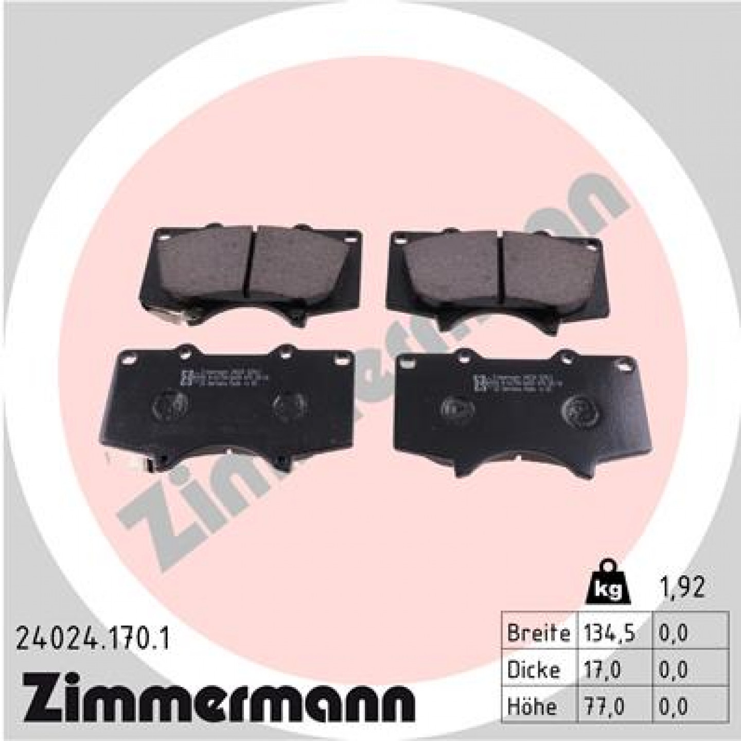 Kit pastiglie freno, Freno a disco ZIMMERMANN 24024.170.1