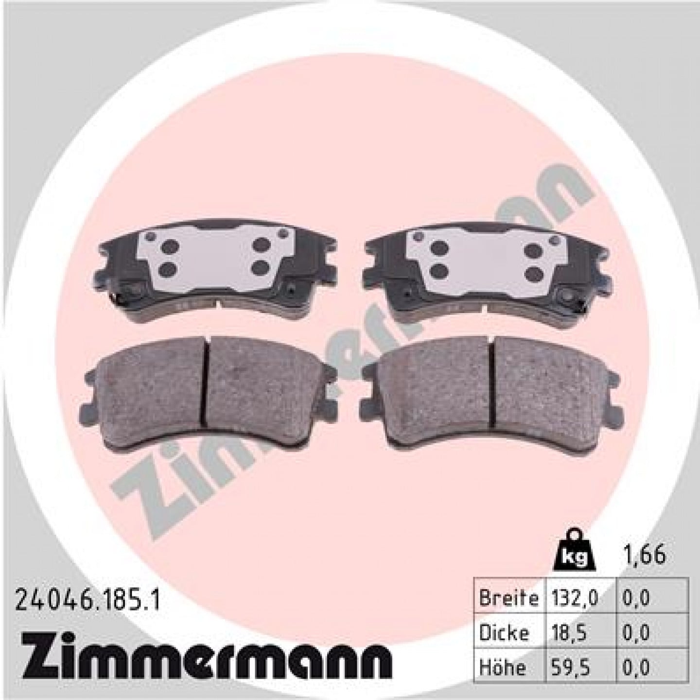 Sada brzdových destiček, kotoučová brzda ZIMMERMANN 24046.185.1