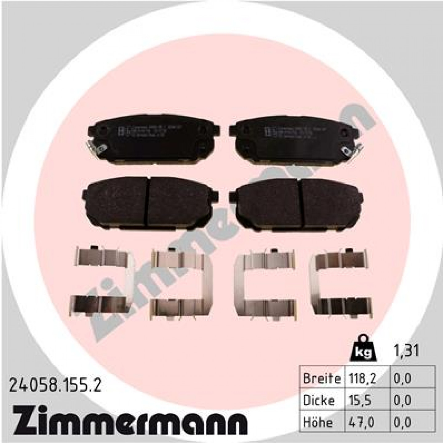 Kit de plaquettes de frein, frein à disque ZIMMERMANN 24058.155.2