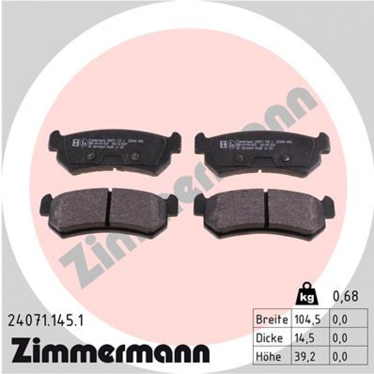 Bremseklodser ZIMMERMANN 24071.145.1