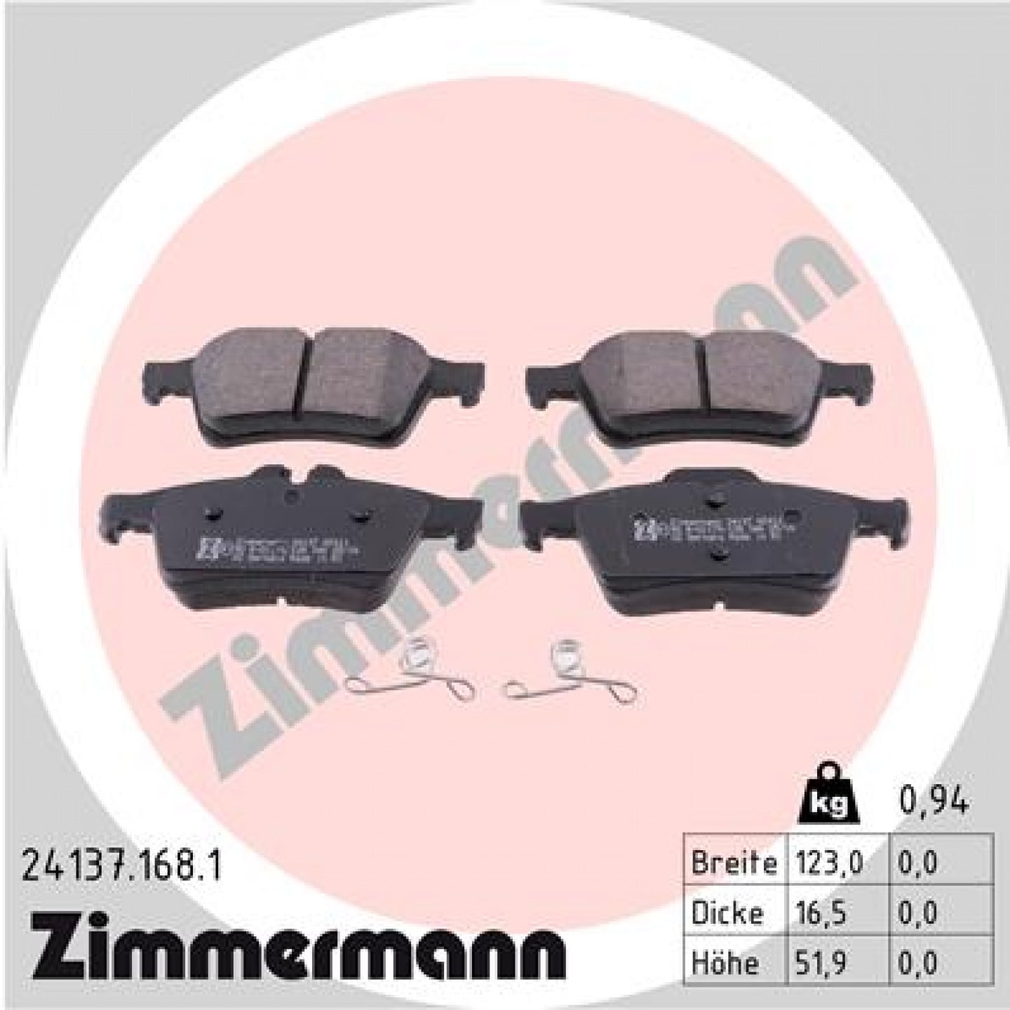 Kit pastiglie freno, Freno a disco ZIMMERMANN 24137.168.1