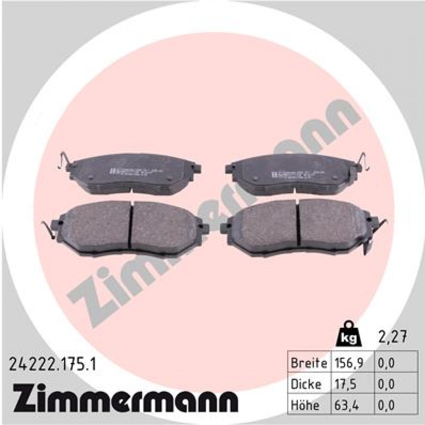 Kit pastiglie freno, Freno a disco ZIMMERMANN 24222.175.1