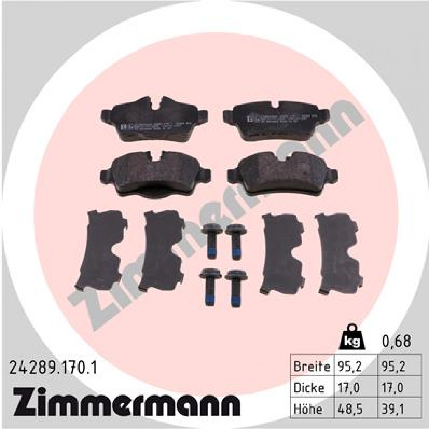 Sada brzdových destiček, kotoučová brzda ZIMMERMANN 24289.170.1
