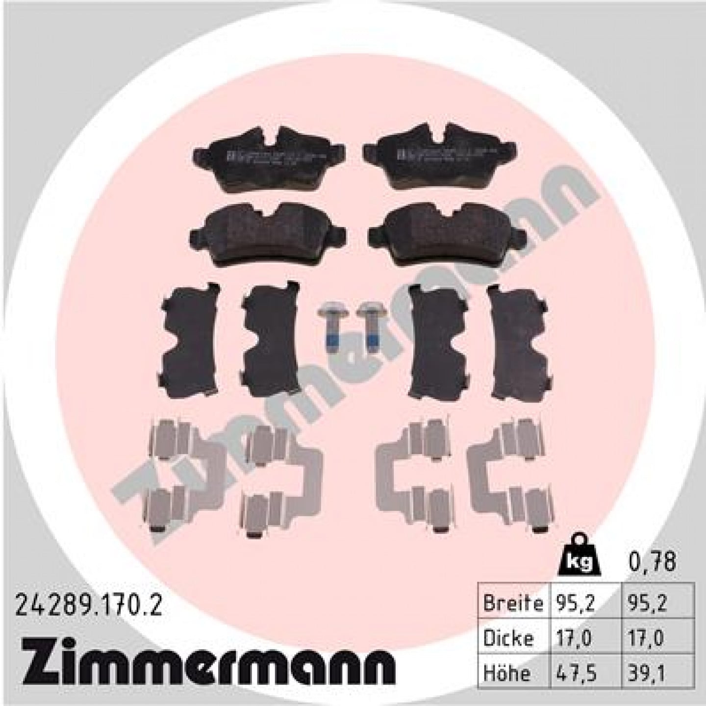 Sada brzdových destiček, kotoučová brzda ZIMMERMANN 24289.170.2
