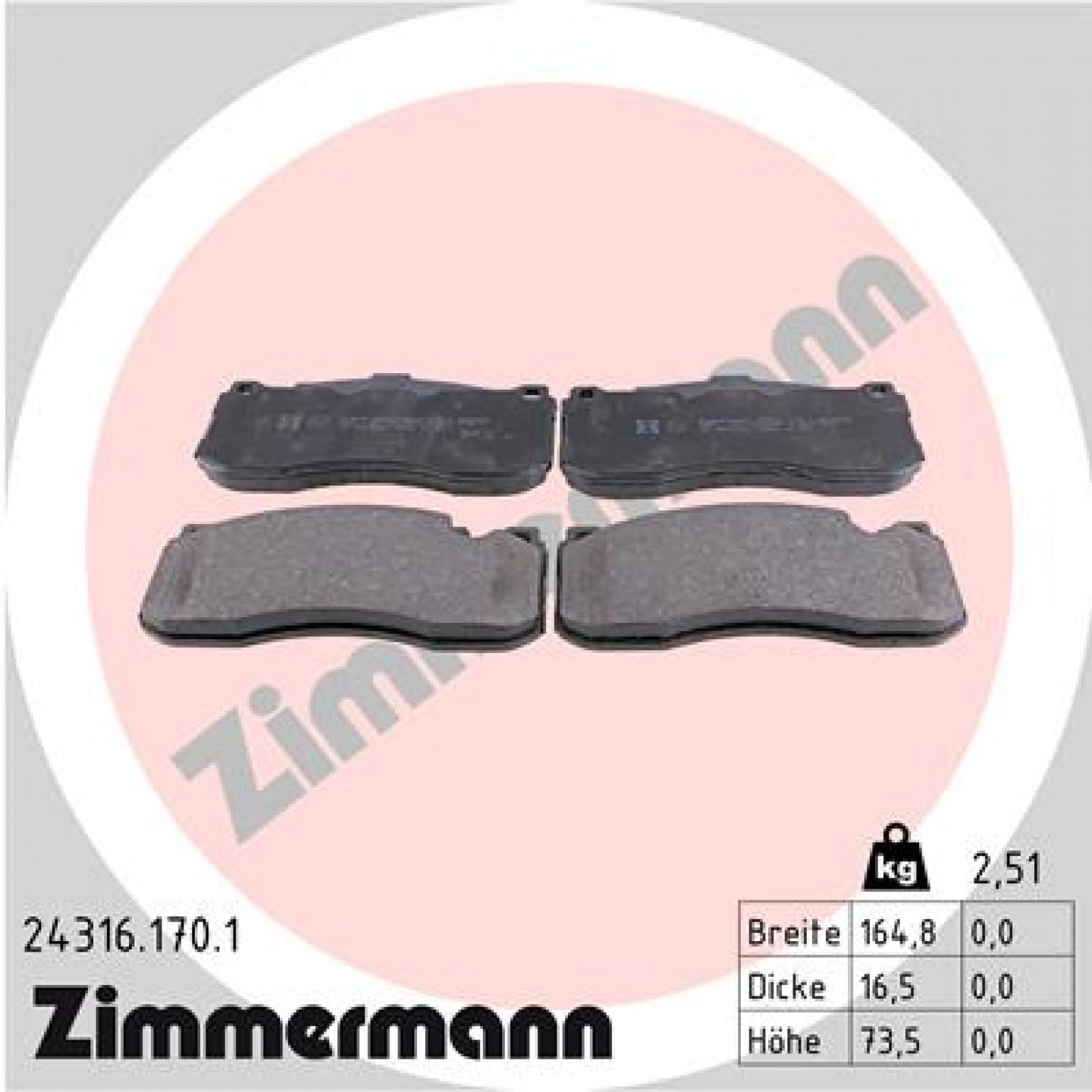 Bremseklodser ZIMMERMANN 24316.170.1