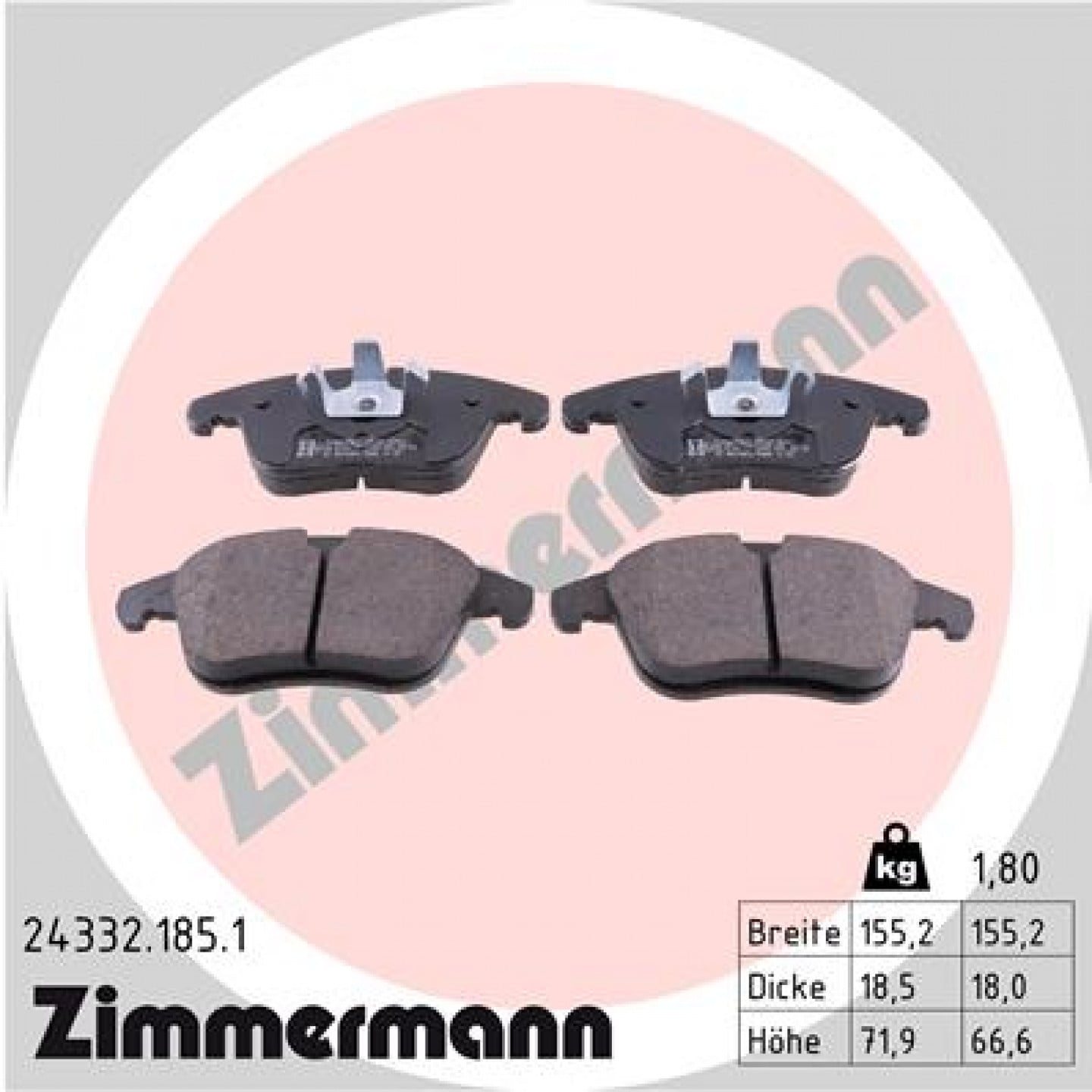 Bremseklodser ZIMMERMANN 24332.185.1