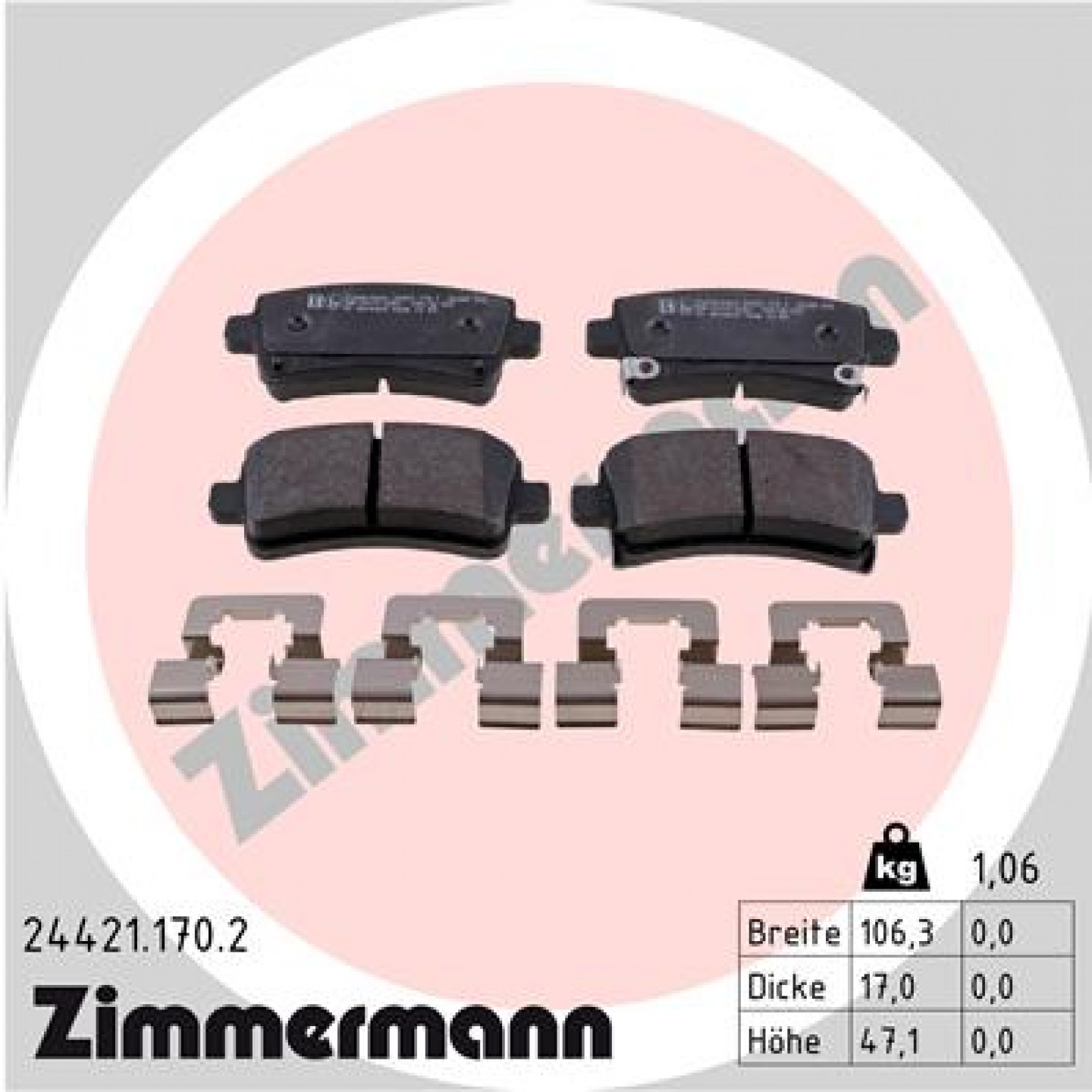 Sada brzdových destiček, kotoučová brzda ZIMMERMANN 24421.170.2