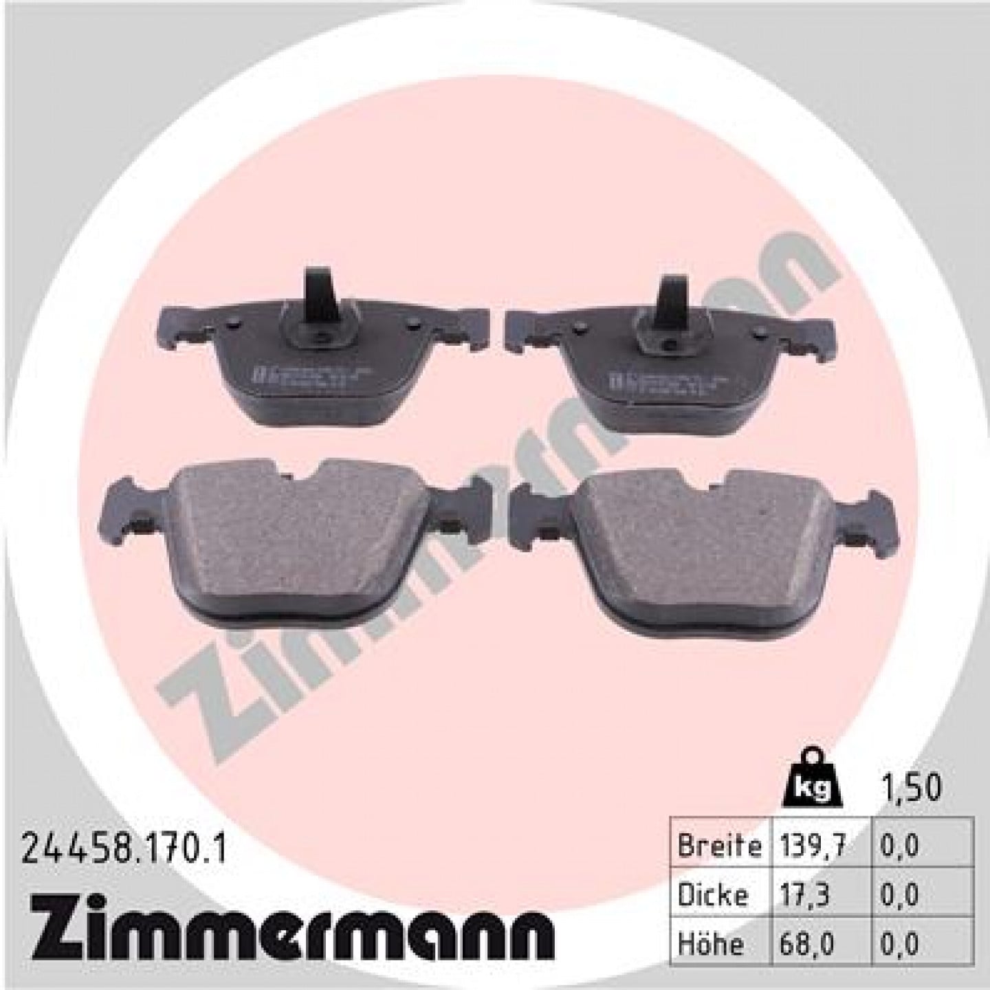 Sada brzdových destiček, kotoučová brzda ZIMMERMANN 24458.170.1