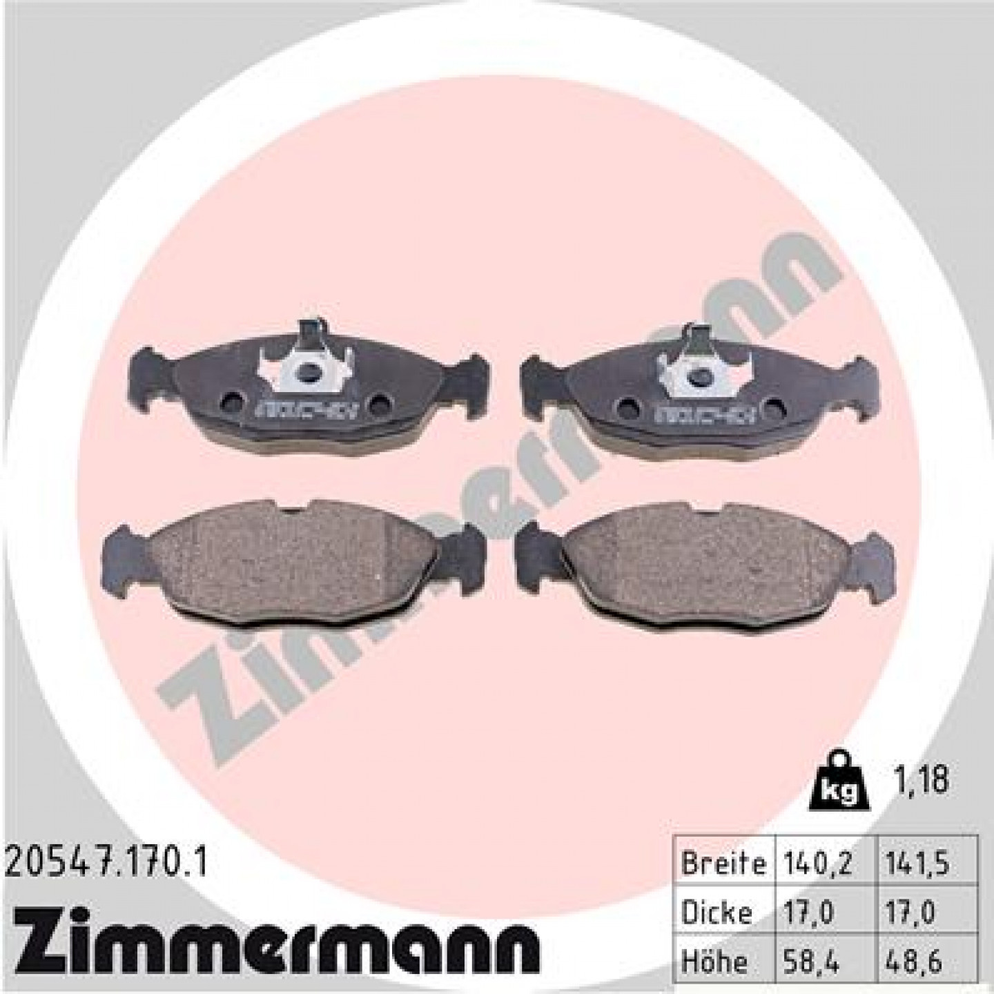 Bremsbelagsatz, Scheibenbremse ZIMMERMANN 20547.170.1