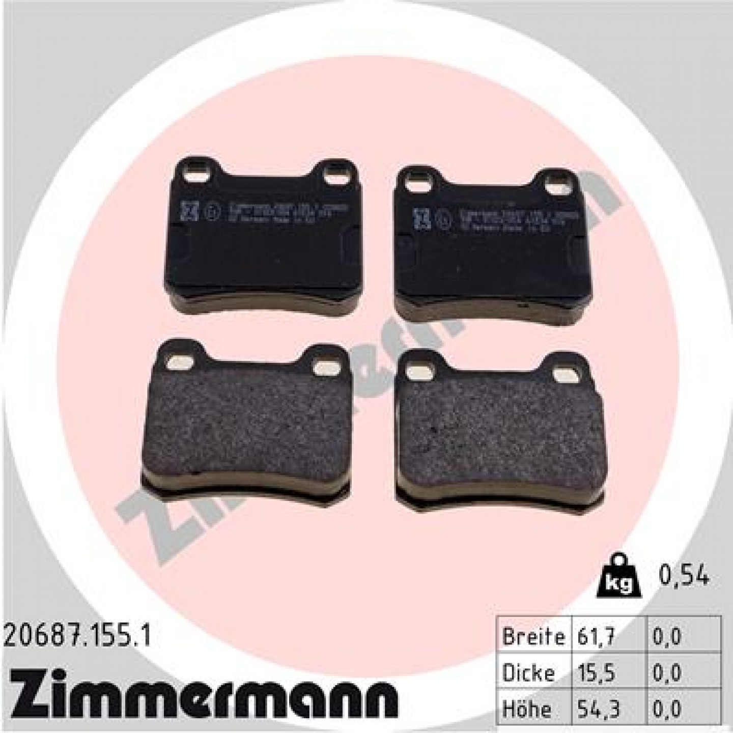 Bremsbelagsatz, Scheibenbremse ZIMMERMANN 20687.155.1