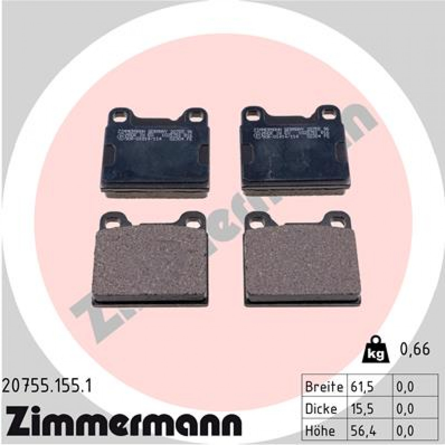 Kit pastiglie freno, Freno a disco ZIMMERMANN 20755.155.1