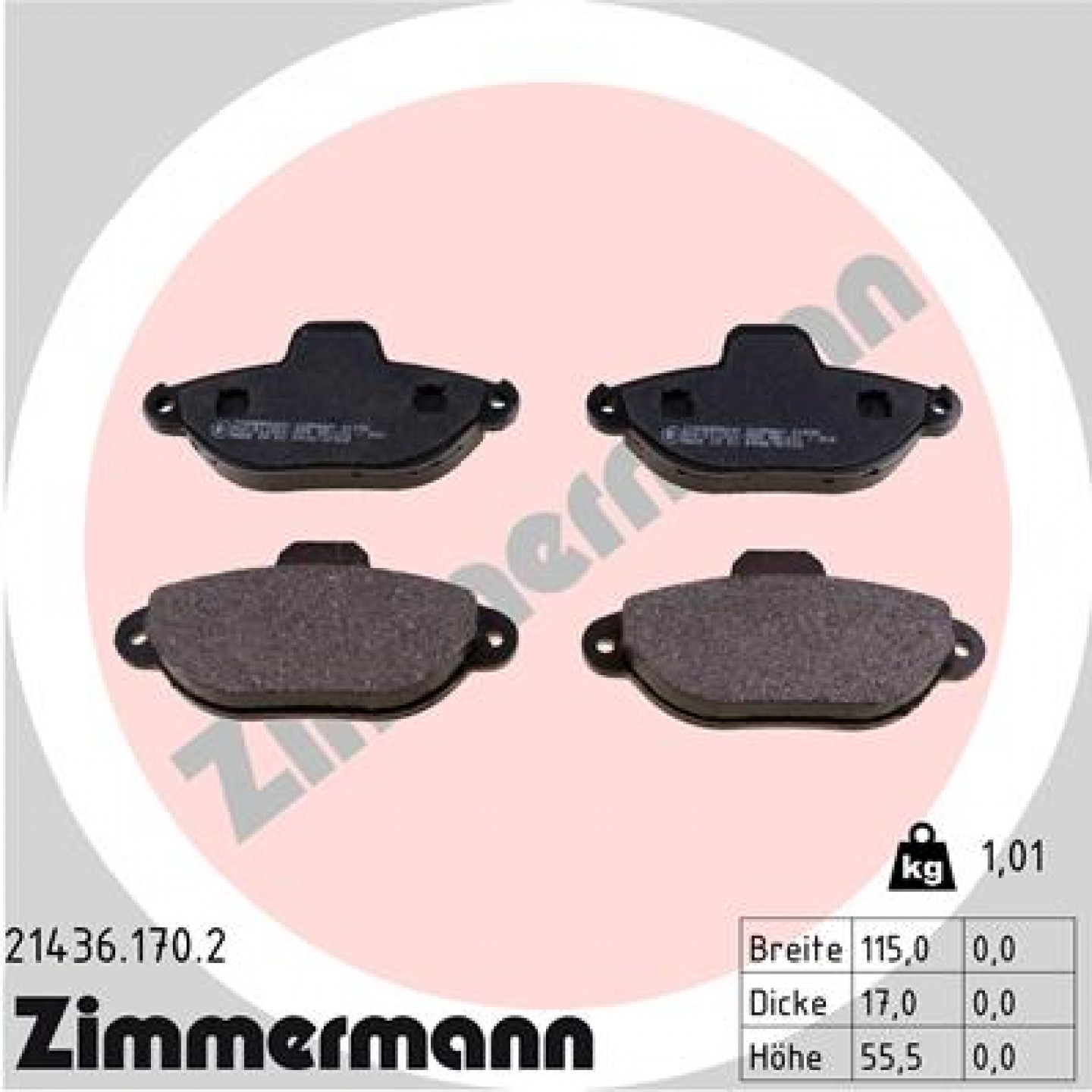 Bremsbelagsatz, Scheibenbremse ZIMMERMANN 21436.170.2