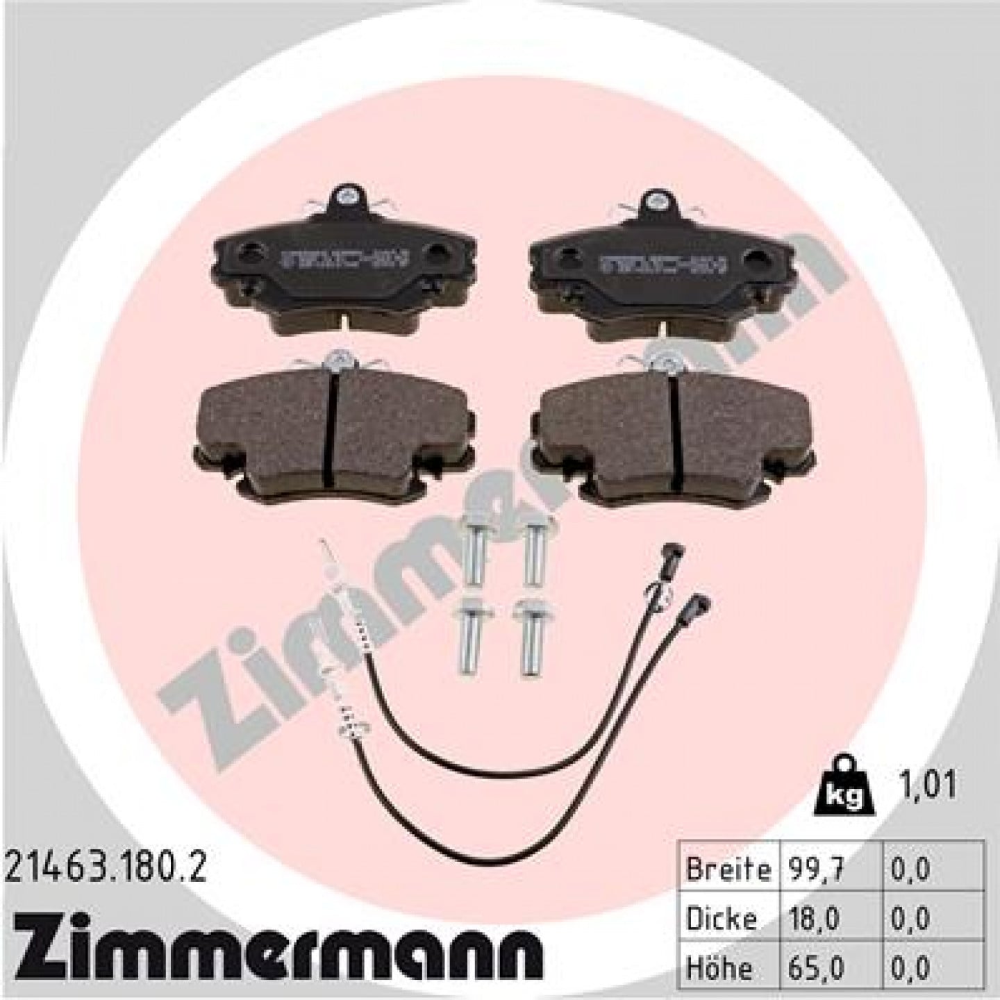 Sada brzdových destiček, kotoučová brzda ZIMMERMANN 21463.180.2