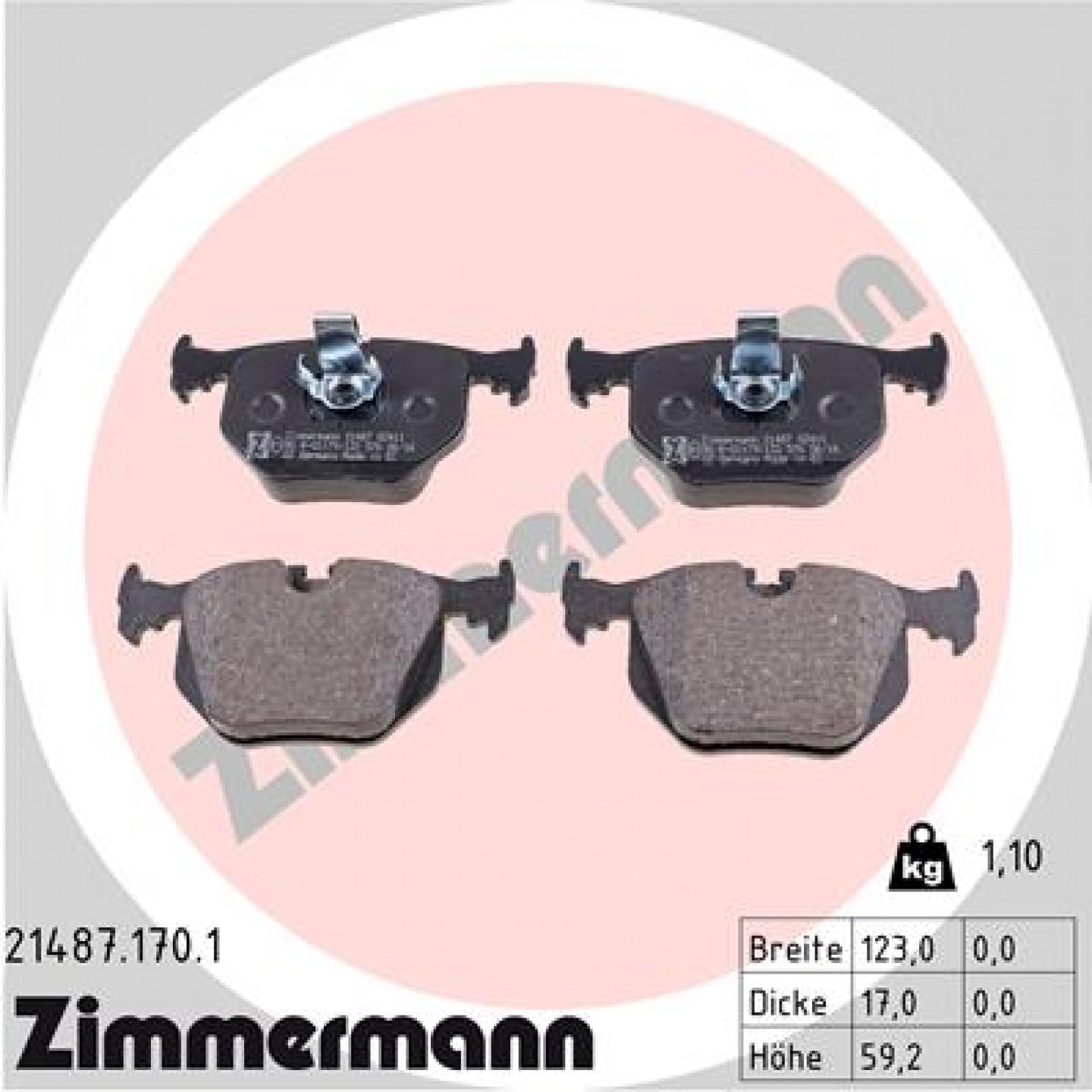 Sada brzdových destiček, kotoučová brzda ZIMMERMANN 21487.170.1