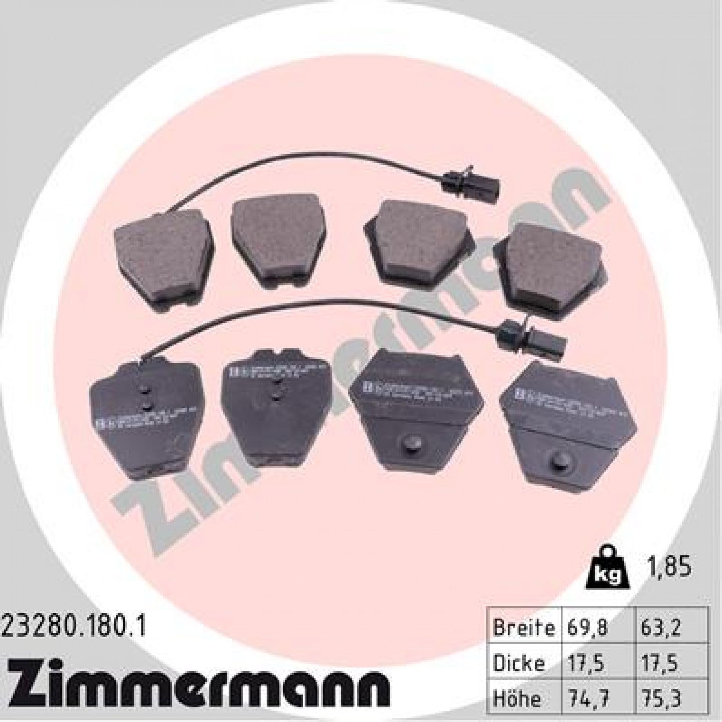 Bremseklodser ZIMMERMANN 23280.180.1